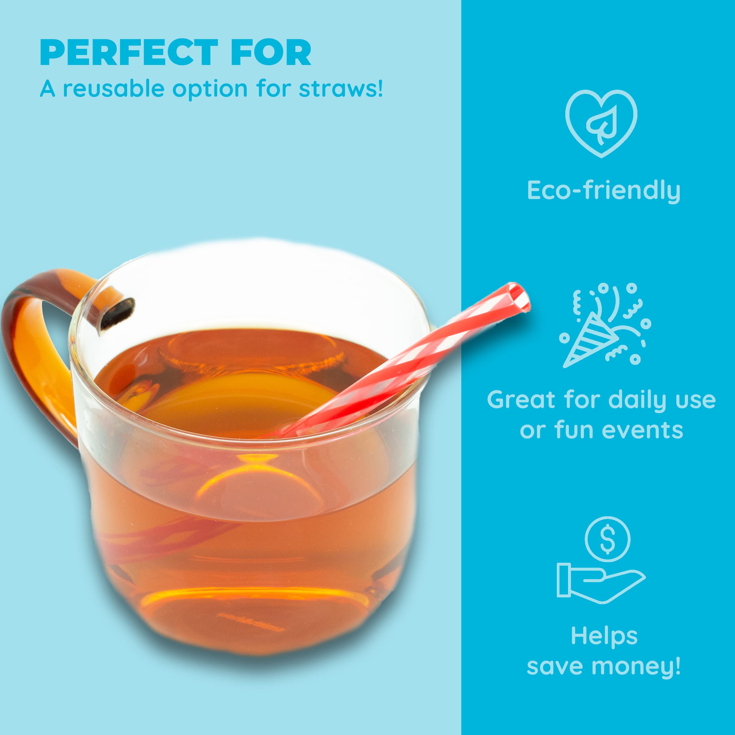 Jacent Plastic Reusable Kids Straws Plus Cleaning Brush, 6 Inch: 24 Straws