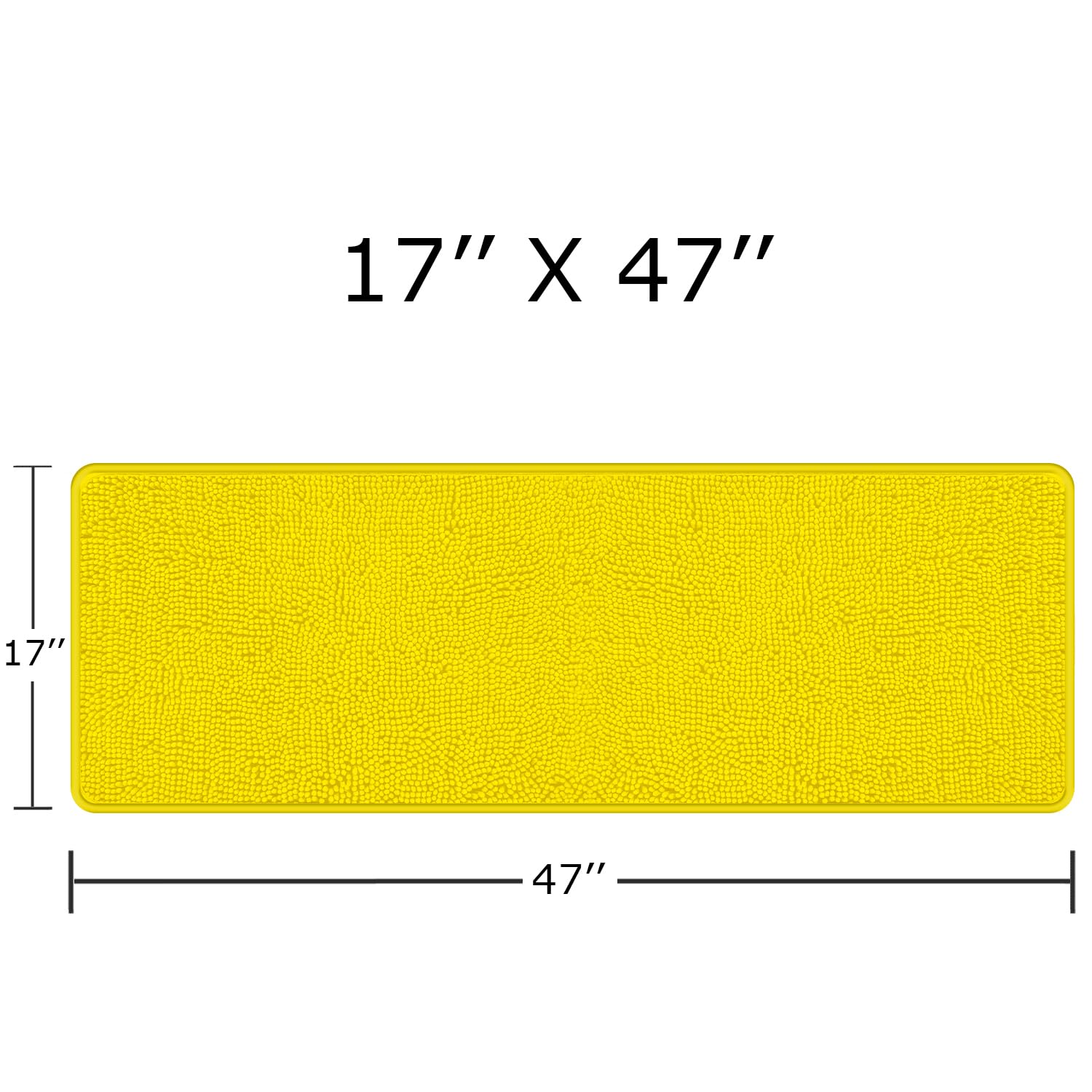 Pureswan Yellow 47 X 17 Bathroom Rugs - Absorbent And Washable Bath Mat, Non-Slip, Thick Soft Chenille Bath Rugs For Bathroom Fl