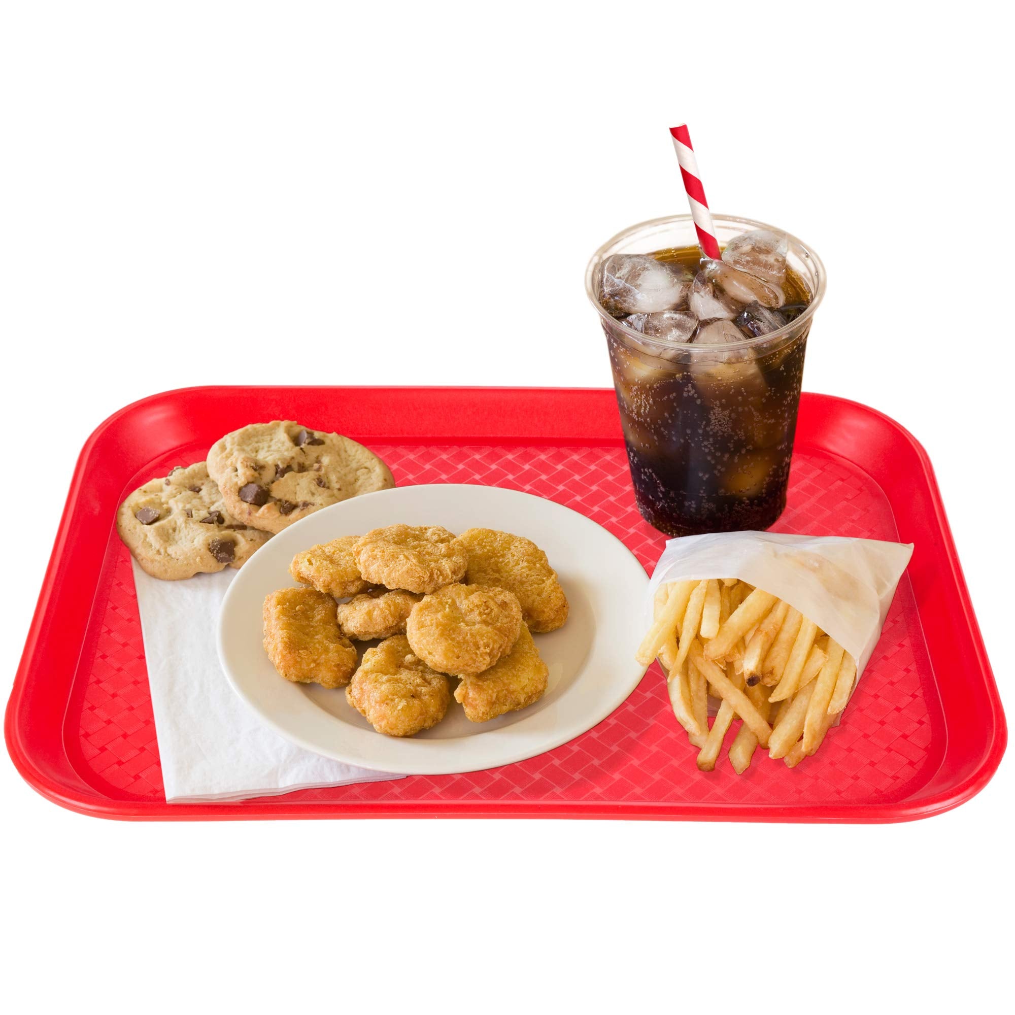 Fast Food Cafeteria Tray | 12 X 16 Rectangular Textured Plastic Food Serving Tv Tray | School Lunch, Diner, & Commercial Kitchen