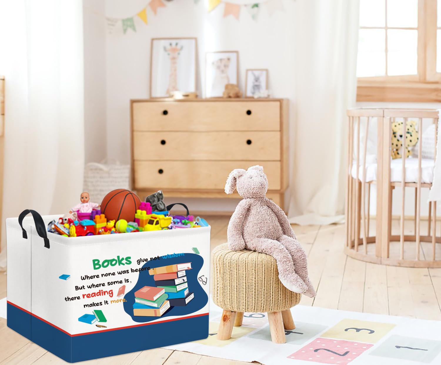 TIBAOLOVER Rectangular Kids Storage Bin Gift Basket Baby Organizer Cute Kids Toy Bin Room Decor(Book)