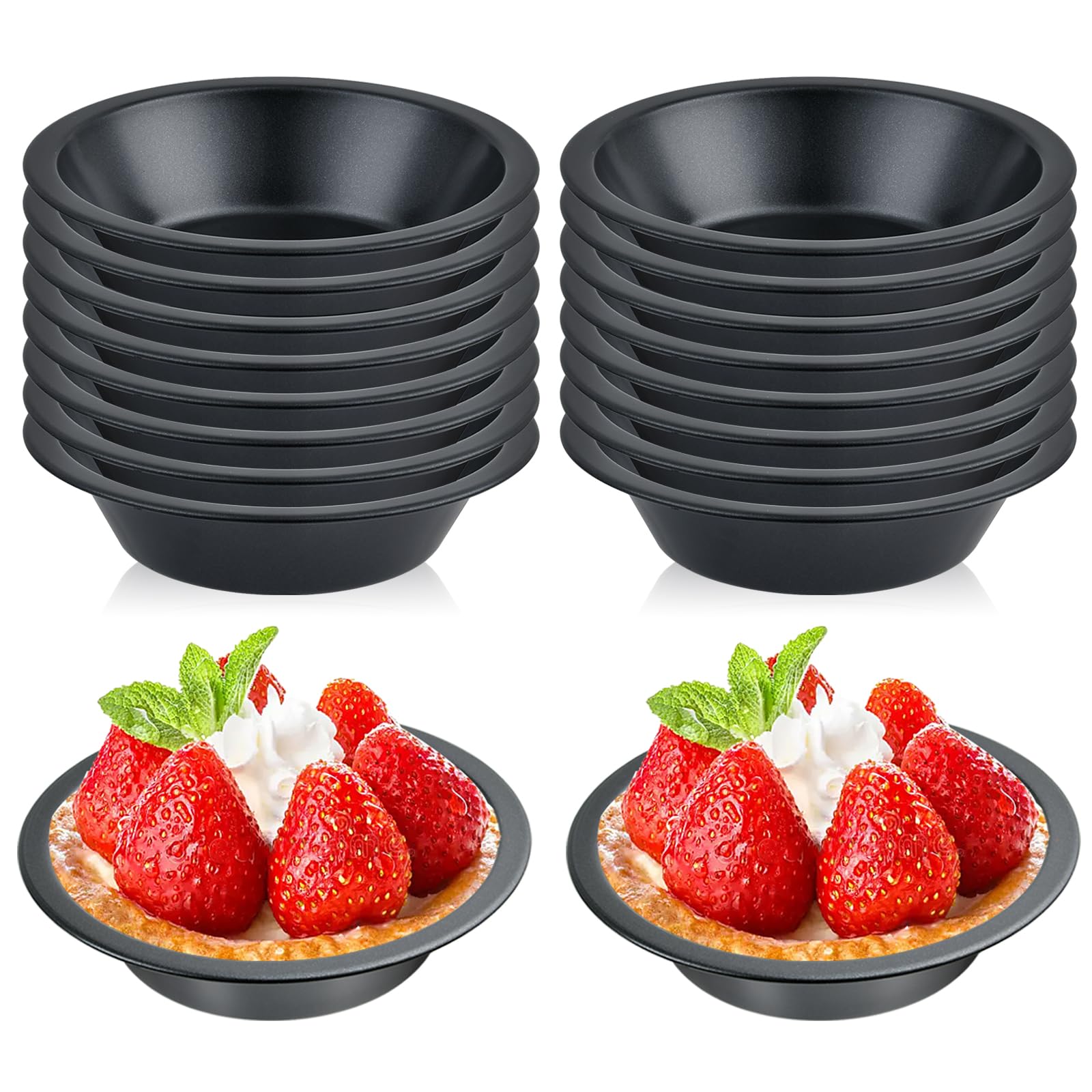 Aemygo 16 Pack Mini Pie Pans, 5 Inch Reusable Round Pie Tins Nonstick Pie Plate, Carbon Steel Mini Tart Pan, Small Cake Baking S