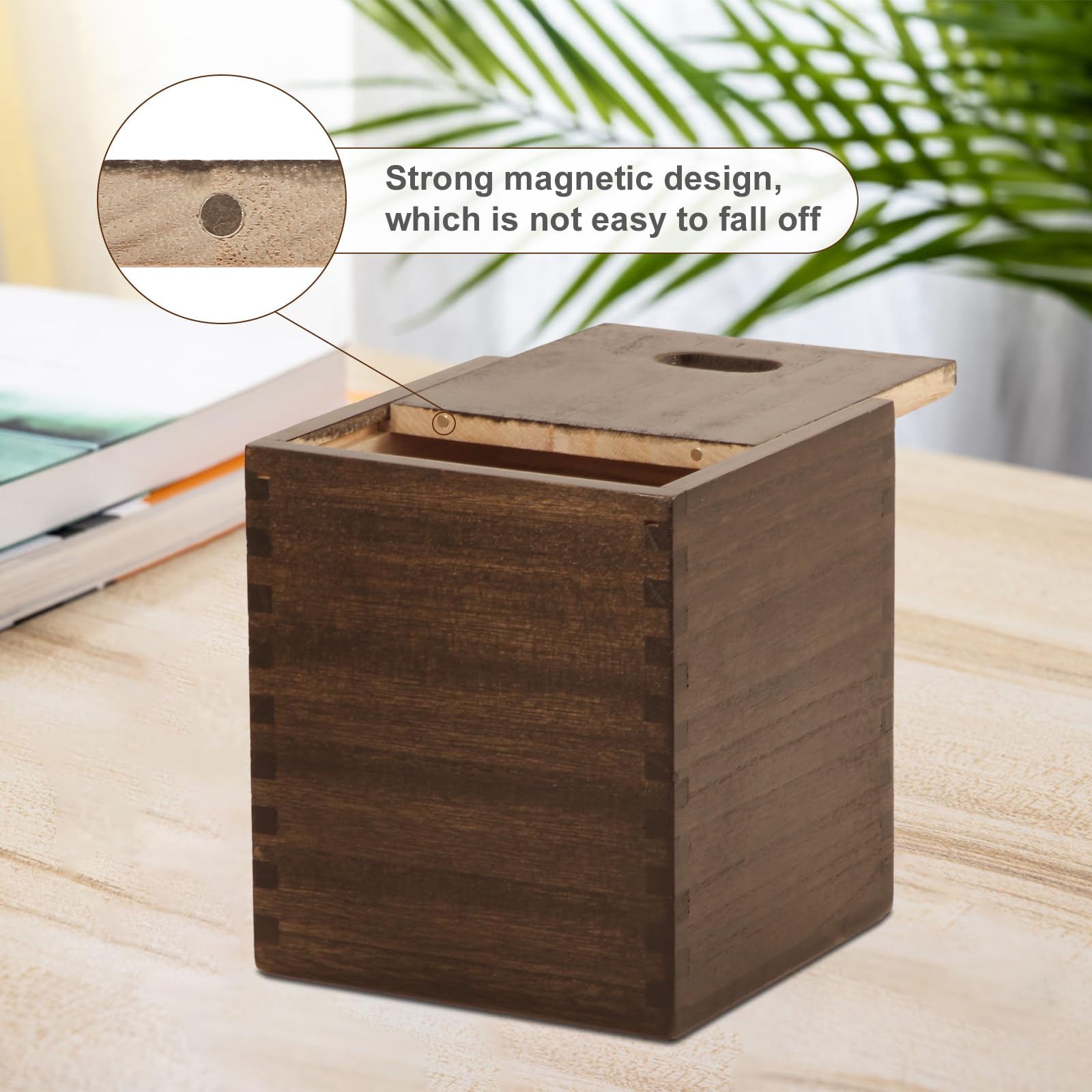 Reviaras Tissue Box Cover, Paulownia Wood Tissue Box Cover With Slide-Out Bottom, Square Tissue Box Cover For Bathroom, Bedroom,