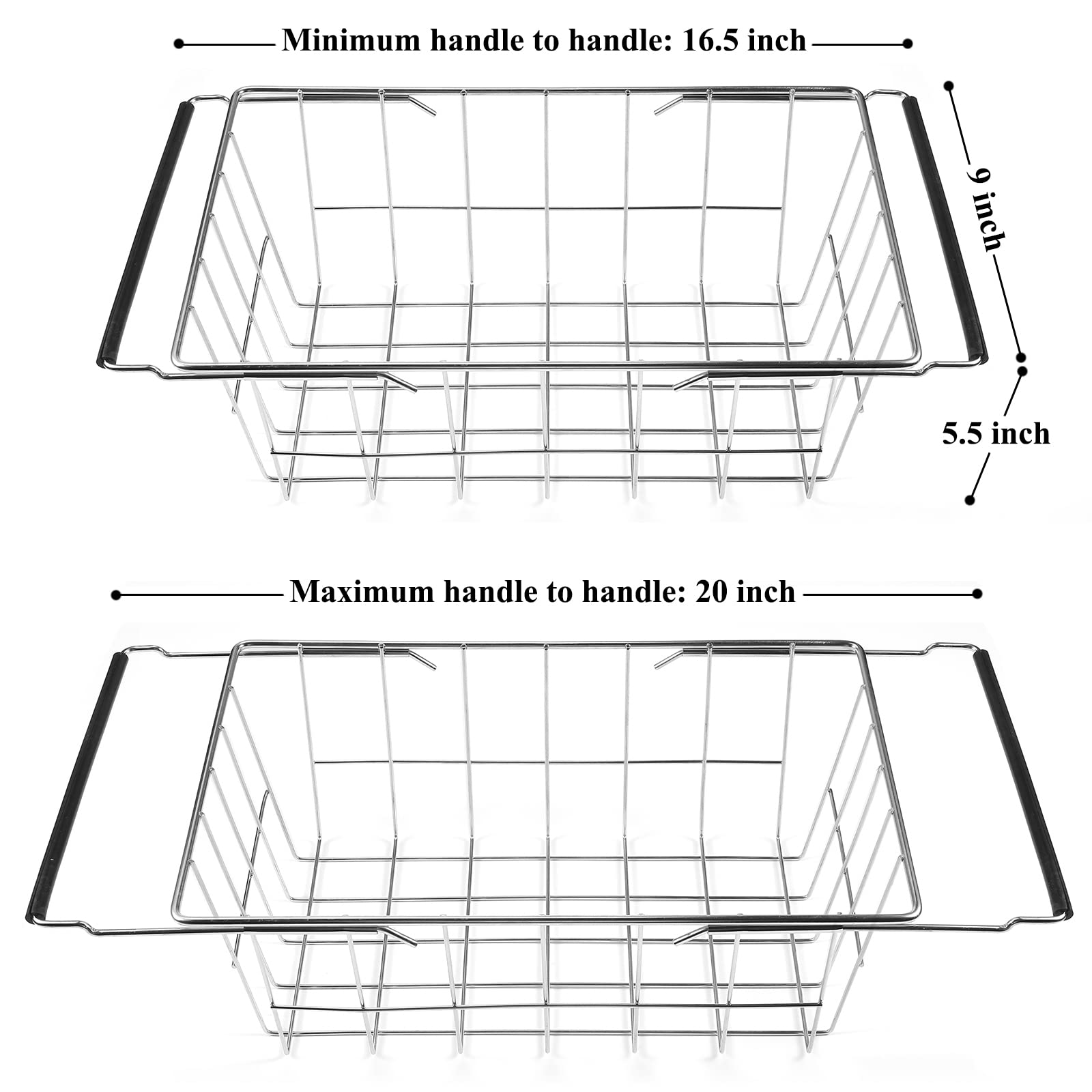 Orgneas Chest Freezer Organizer Bin Expandable Deep Freezer Wire Basket Storage Bin, Stainless Steel Over The Sink Dish Drying R