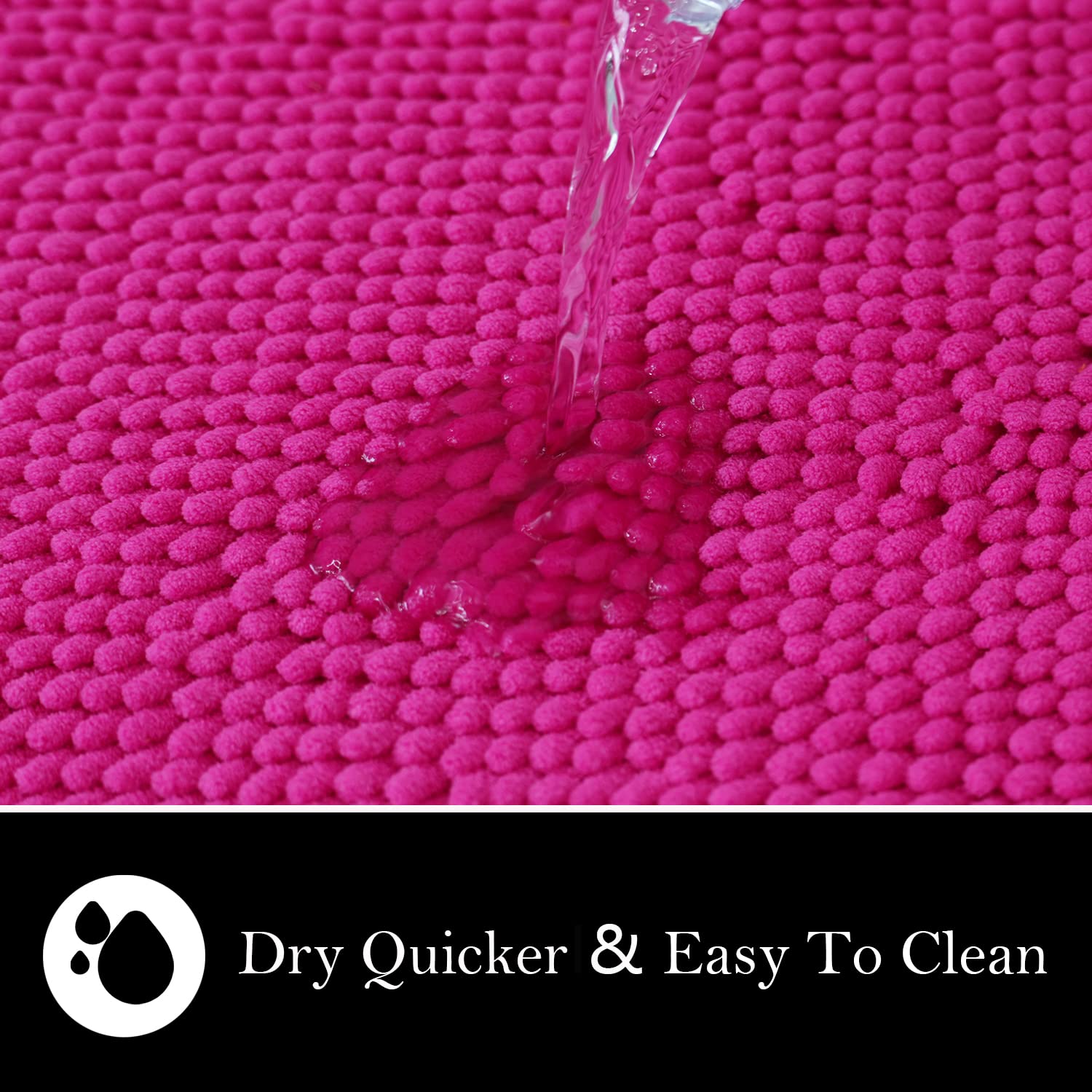 Ainahyva Bathroom Rugs Chenille Bath Mat 2 Piece Set, Super Absorbent, Strong Pvc Non Slip Backing, Bath Mats For Bathroom, Plus