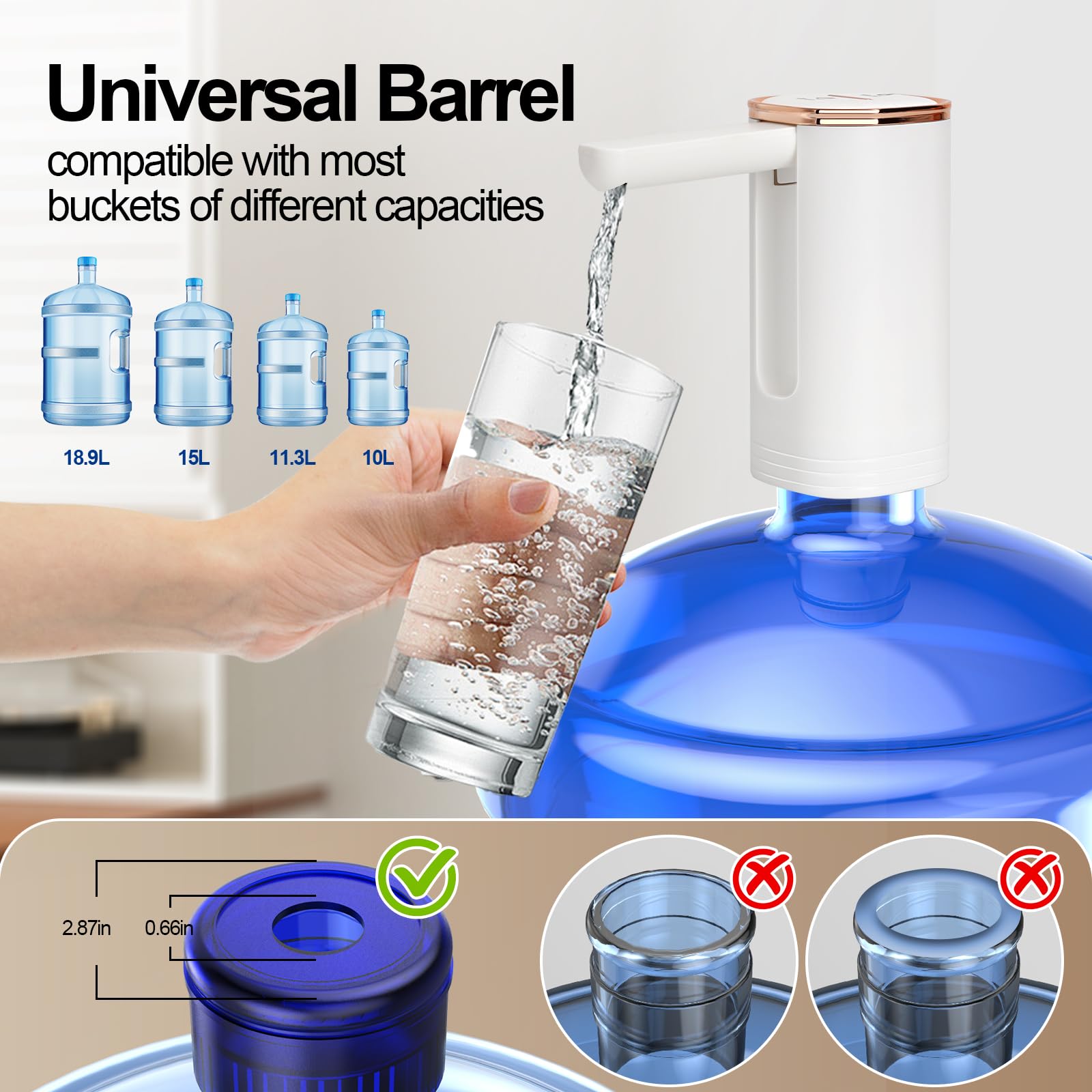 Ytqyphu Water Dispenser For 5 Gallon Bottle,Foldable Portable Water Bottle Pump,Usb Charging Electric Drinking Water Pump,For Ca