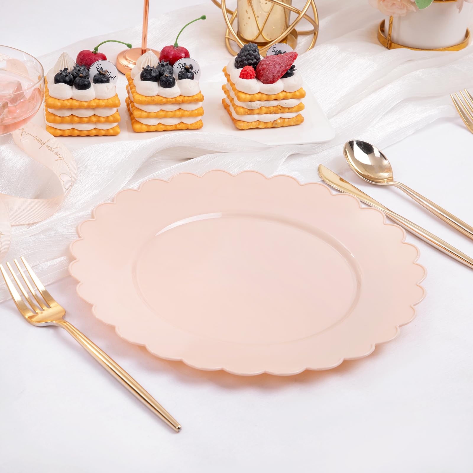 Sut 72Pcs Pink Plastic Plates - Pink Disposable Plates, Pink Party Plates With 72 Dinner Plates,Valentines Day Plates, Disposabl