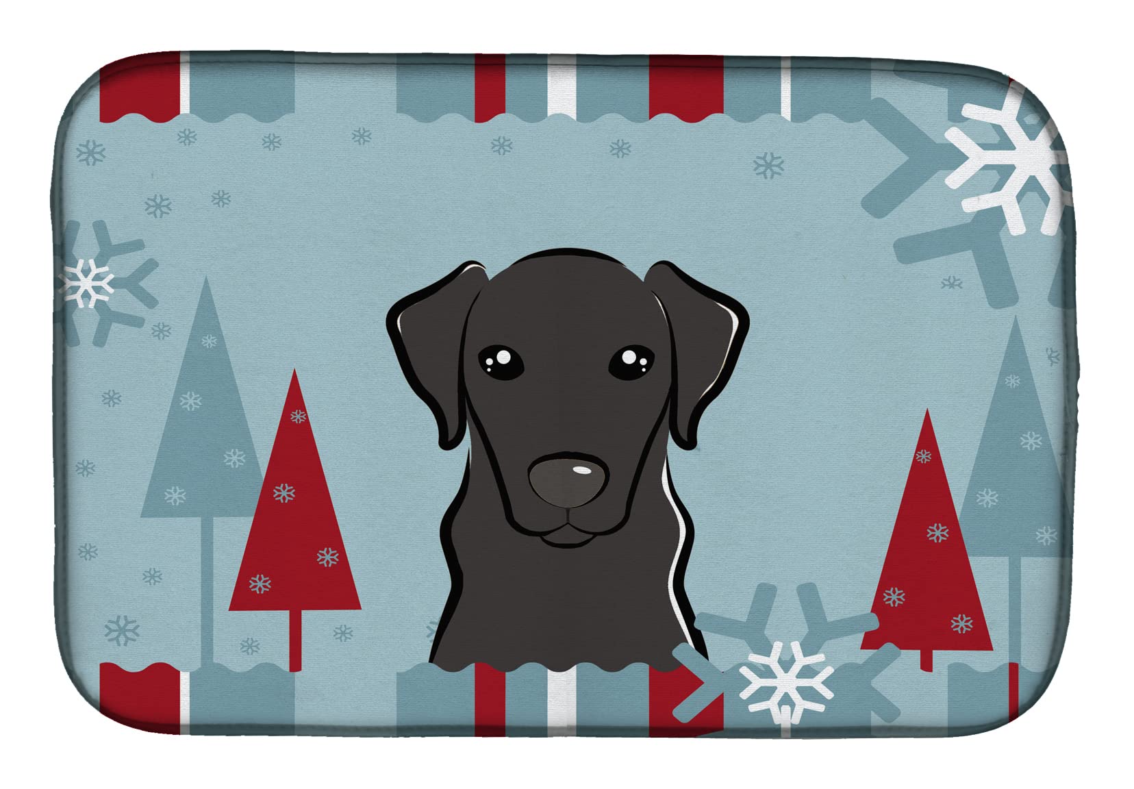 Winter Holiday Black Labrador Dish Drying Mat BB1731DDM