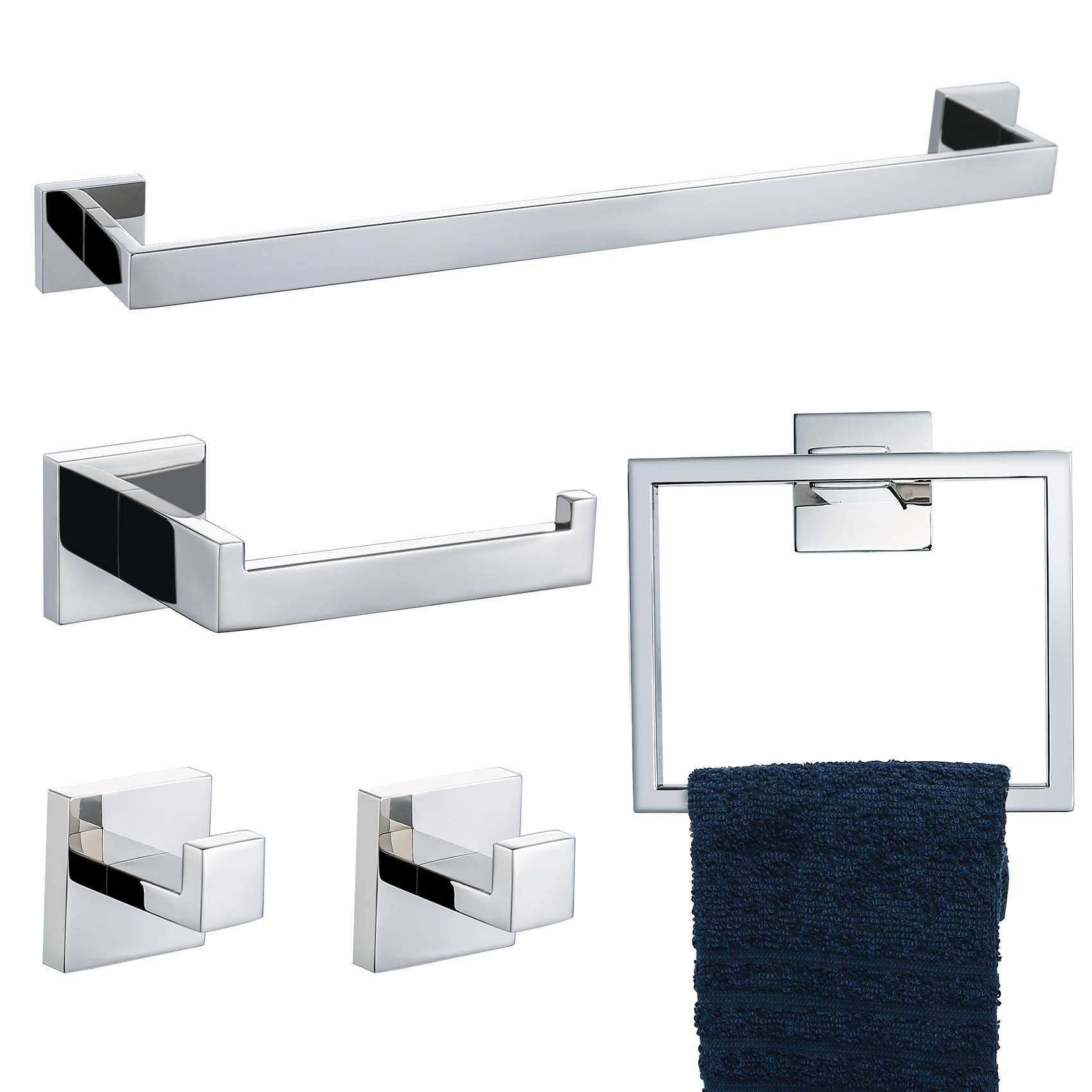 Tnoms Bathroom Hardware Accessories Set Polished Chrome Towel Bar Sets Include Towel Bar Towel Holder Toilet Paper Holder Towel