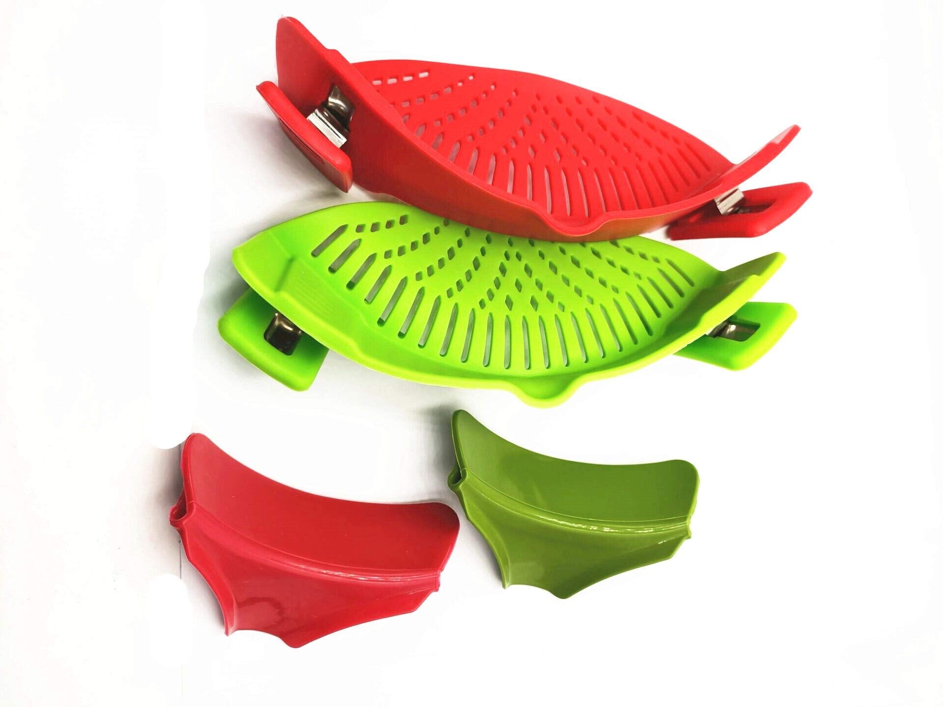 2 Packs Strain Pan Strainer, Clip-On Silicone Strainer With Slip-On Bowl Pour Spout Free For Draining Food While Cooking Or Pour