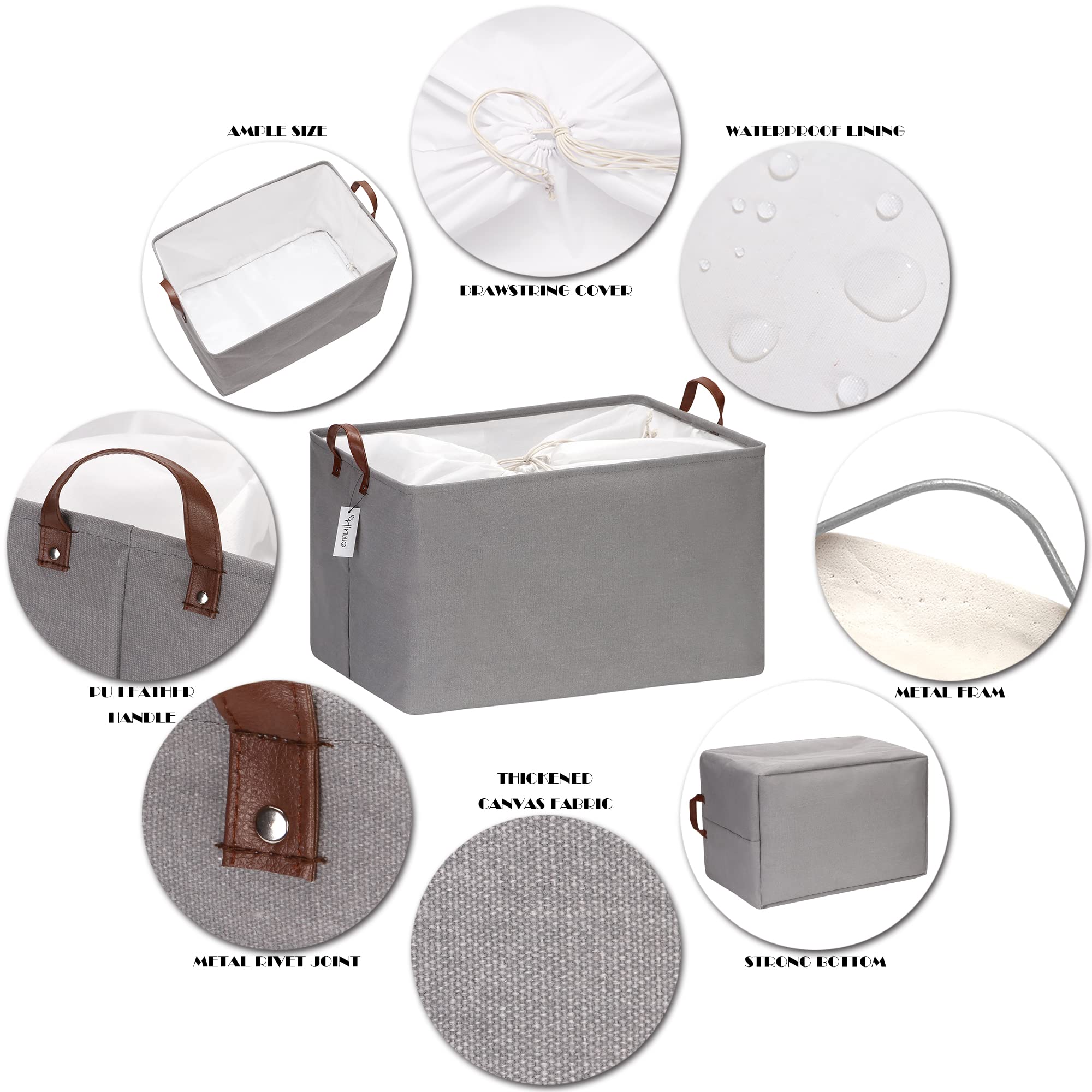 Hinwo 70L Extra Large Storage Bins, Closet Organizers and Storage, Foldable Clothes Storage Baskets with Handles, Containers for