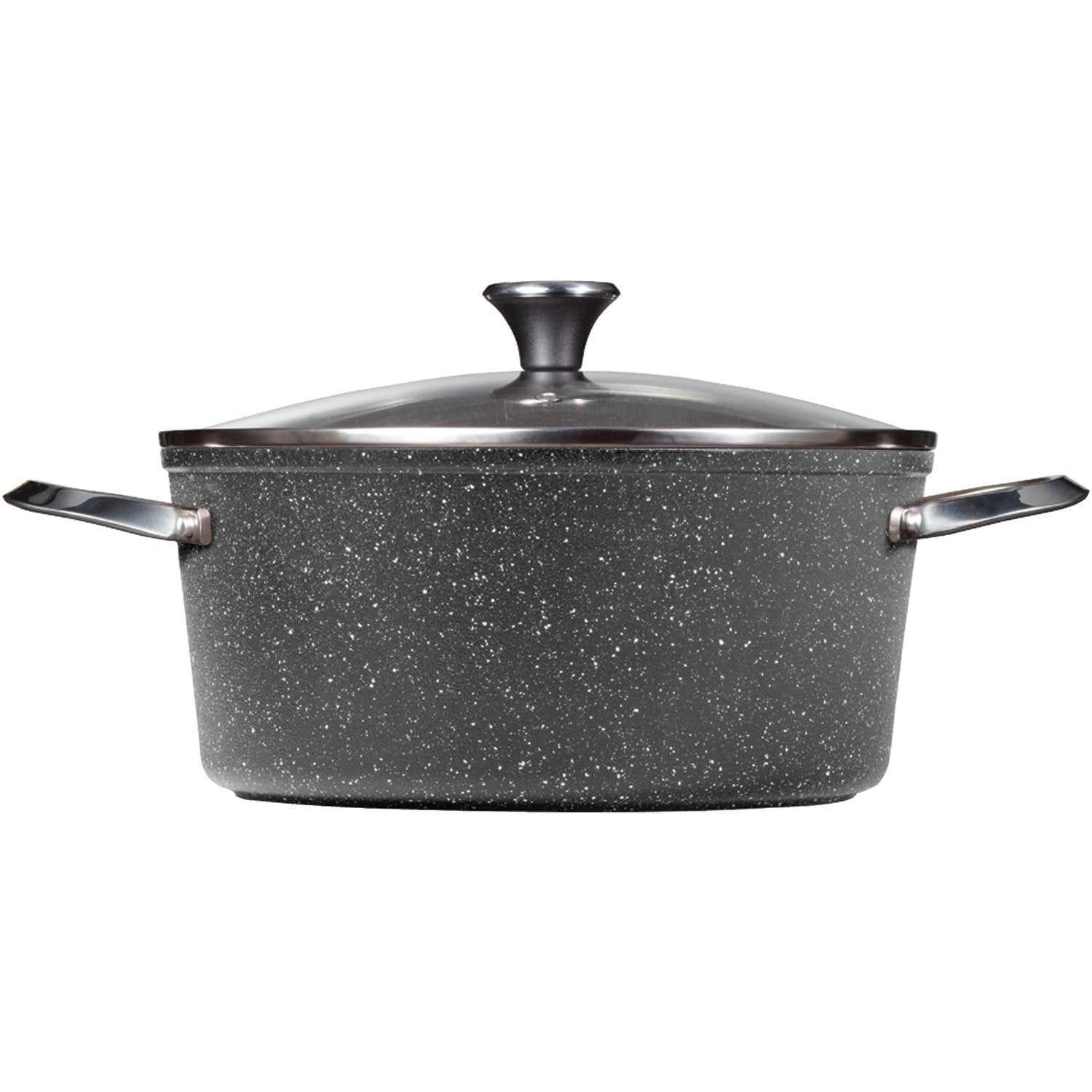 THE ROCK by Starfrit One-Pot 7.2-Quart Stock Pot with Lid and Stainless Steel Riveted Handles, Black