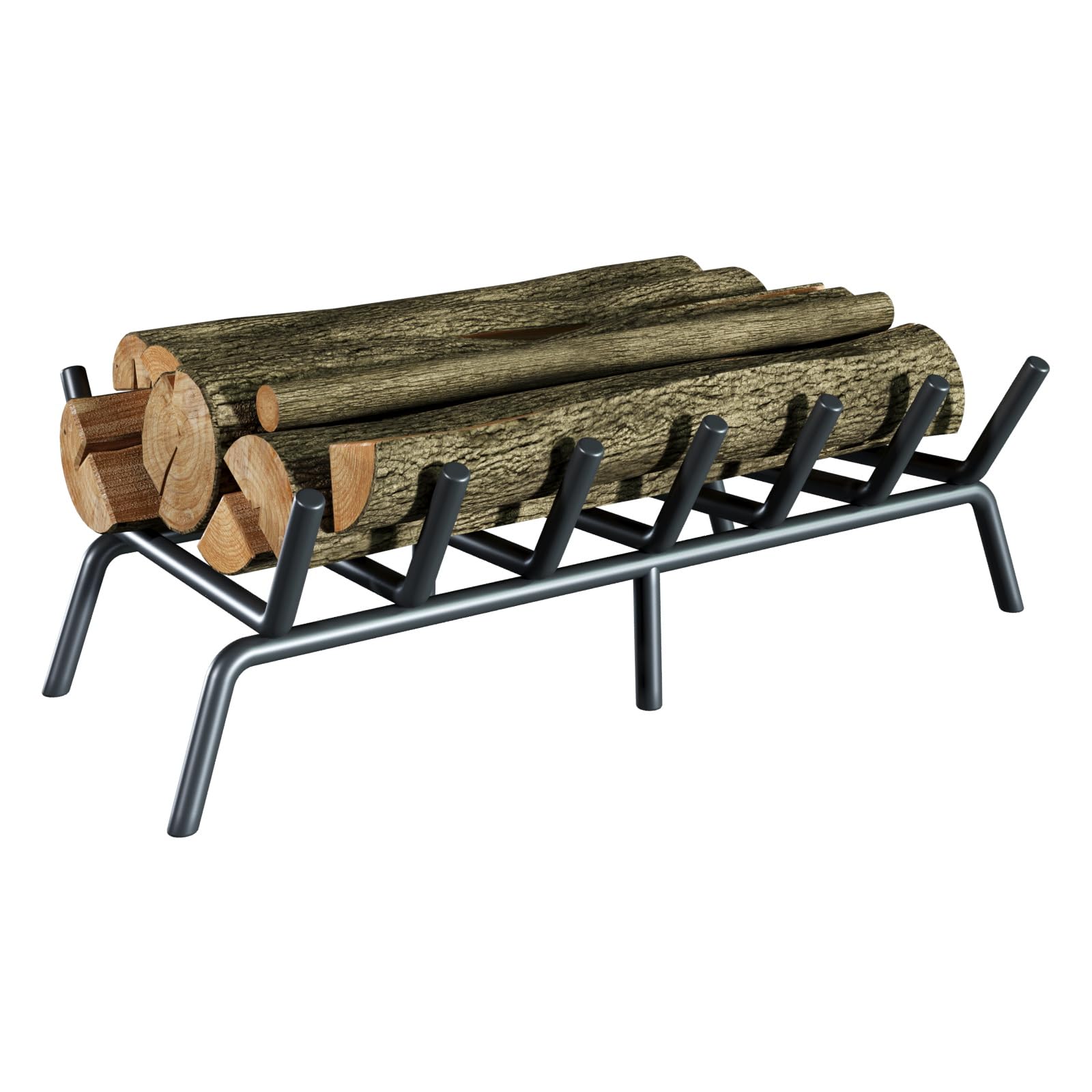 jkxoo Fireplace Log Grate, 27 inch Solid Round Steel 7 Bar Heavy Duty Firewood Stove, Firewood Log Holder Rack Grates for Outdoo