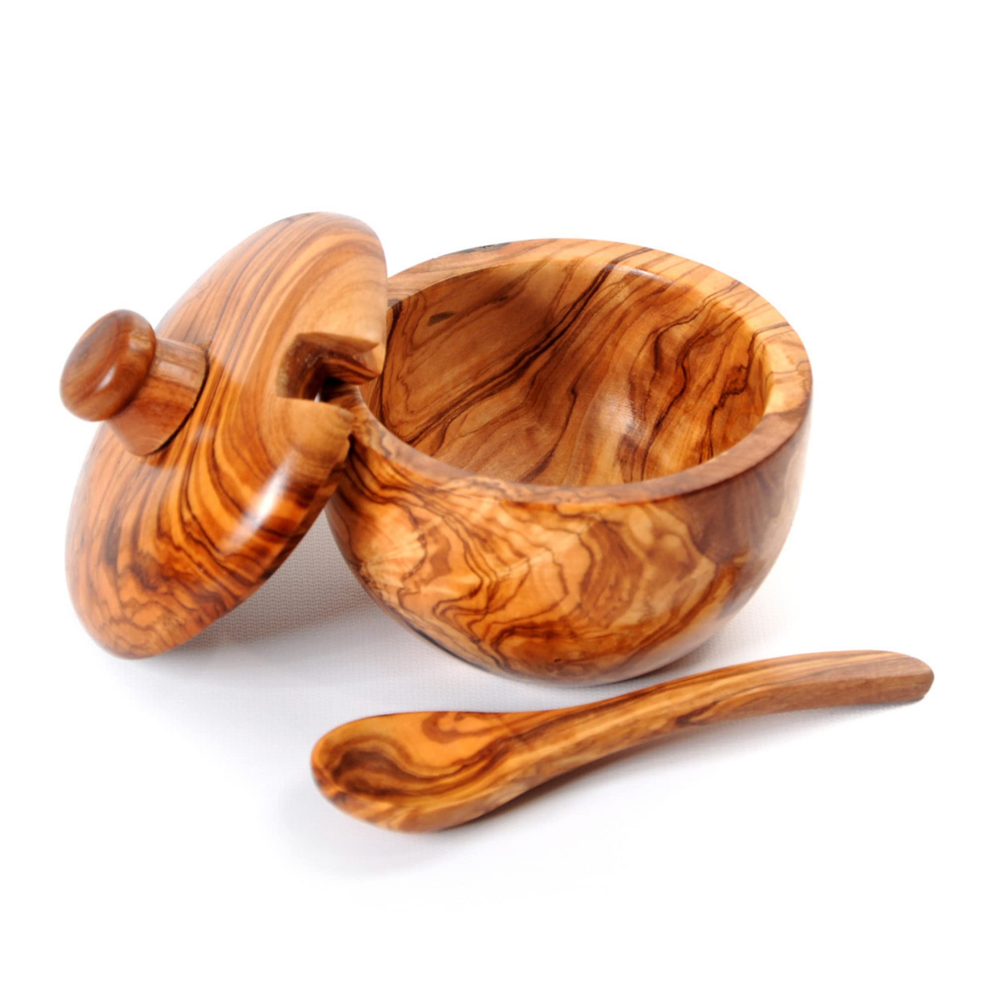 Beldinest Olive Wood Sugar Bowl (Round Canister)