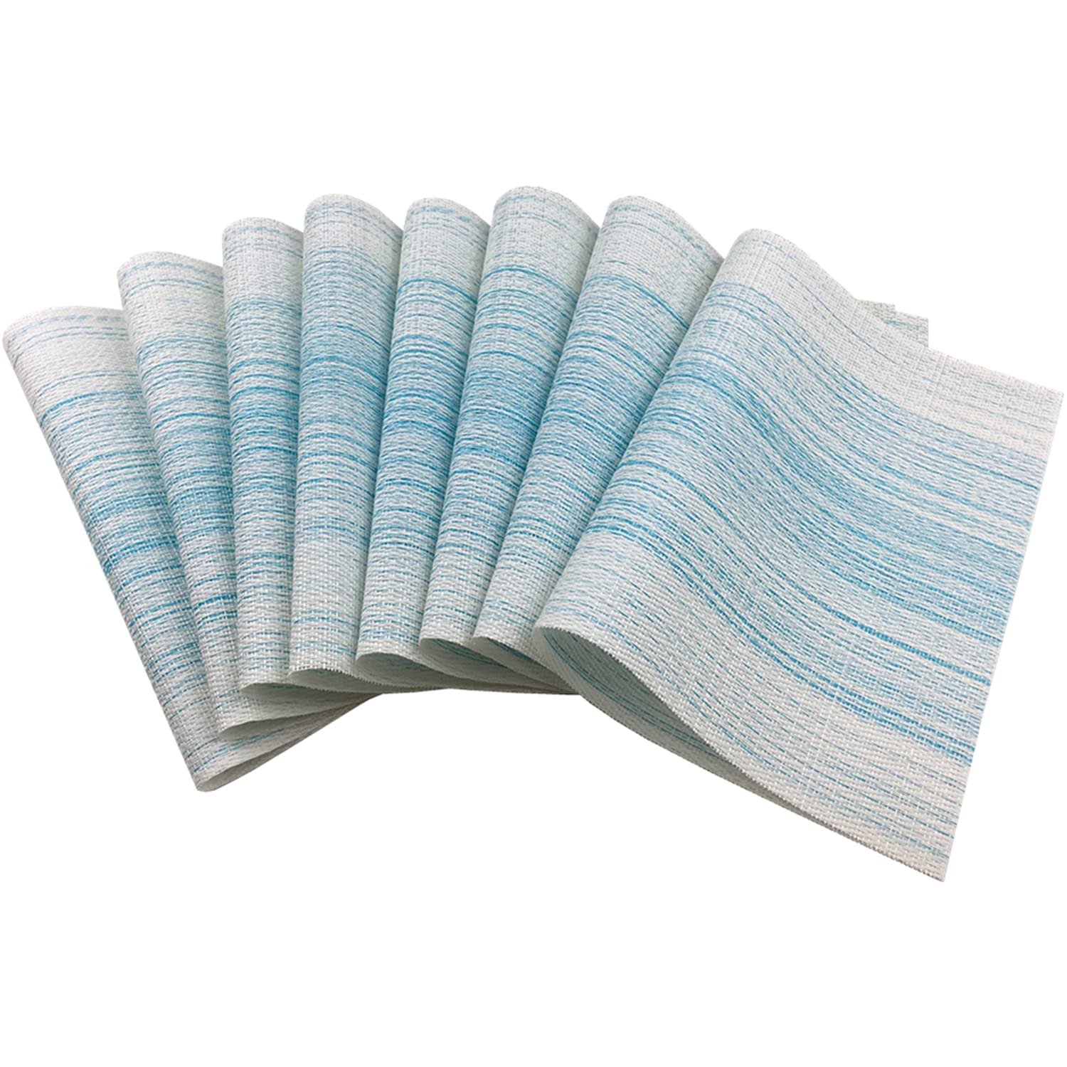 Placemat,Blending Color Durable Woven Vinyl Placemat Washable Heat-Resistant Anti-Skid Kitchen Dining Table Mats (Set Of 8, Blue