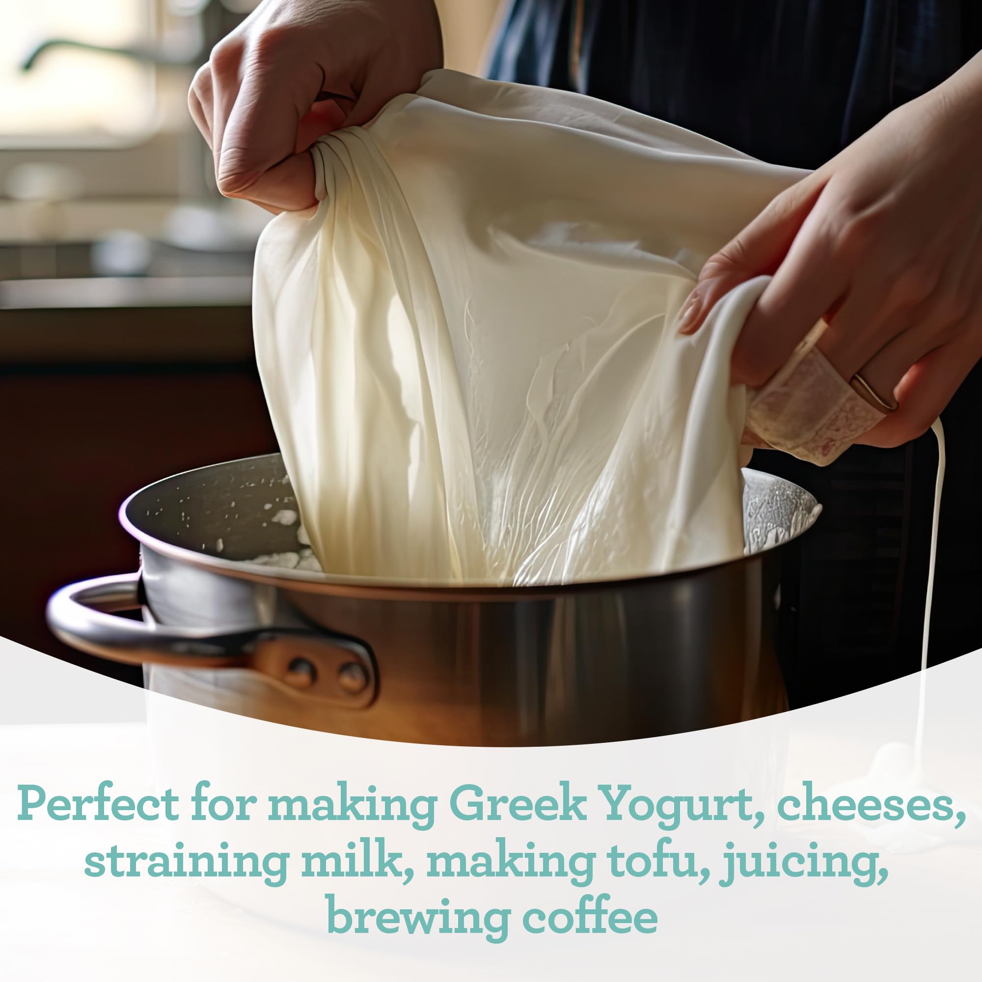 Euro Cuisine Nut Milk Bag - Cheese Cloth Bag for Straining Greek Yogurt  Organic Cheesecloth for Straining  Nut Milk Bag Reusable  Kava Strainer Bag  Nutmilk Mesh Bag (12''x12'')