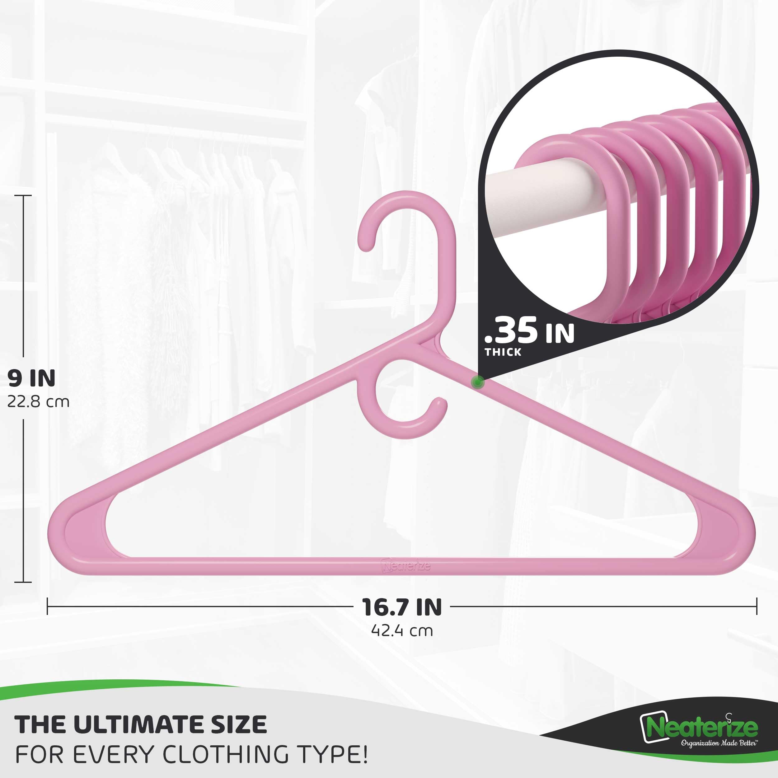 Ultra Heavy Duty Plastic Clothes Hangers - Pink - Durable Coat, Suit And Clothes Hanger. Perchas De Ropa (12 Pack - Pink)