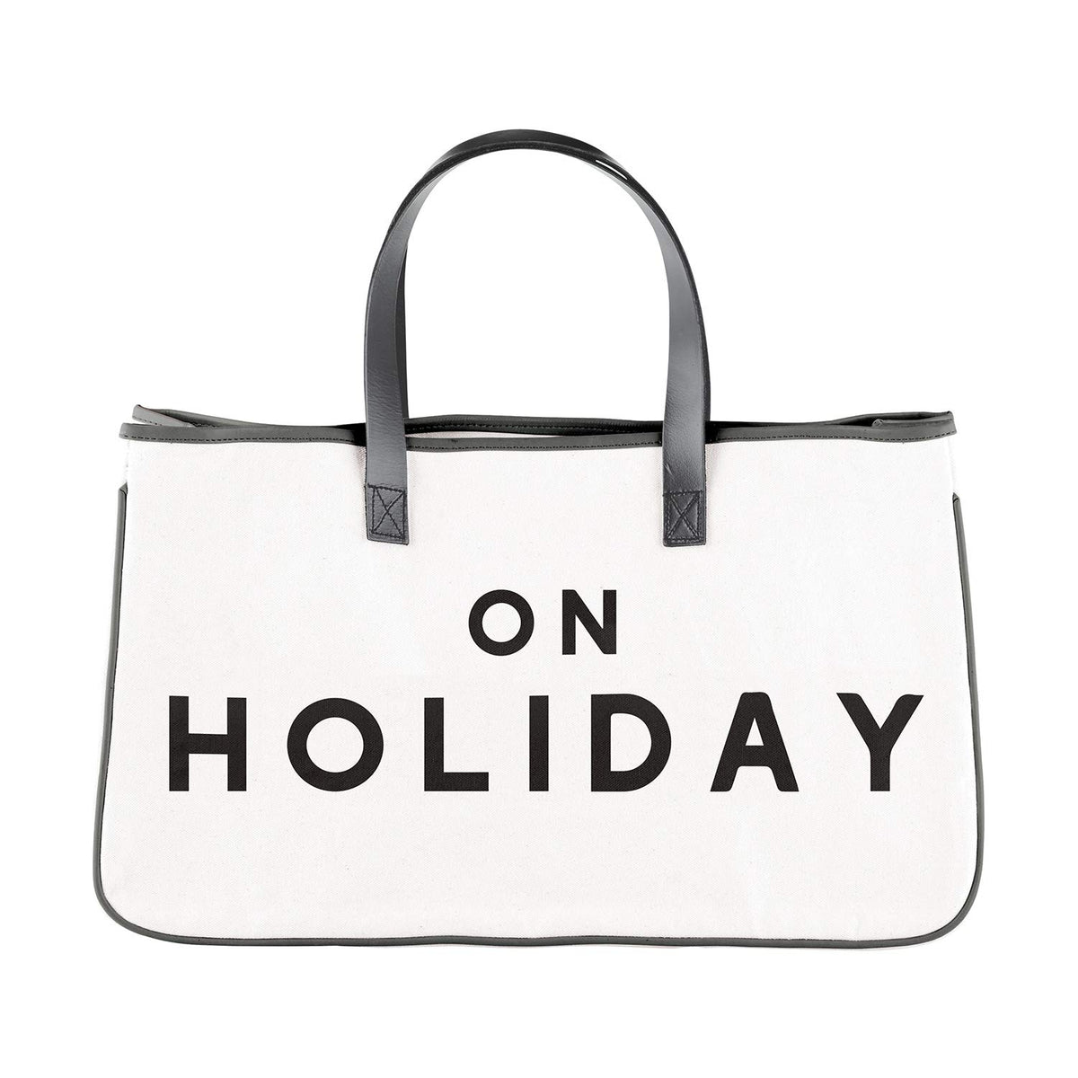 Santa Barbara Design Studio Canvas Tote Bag With Waterproof Lining And Genuine Leather Handles Face-To-Face Christmas Collection