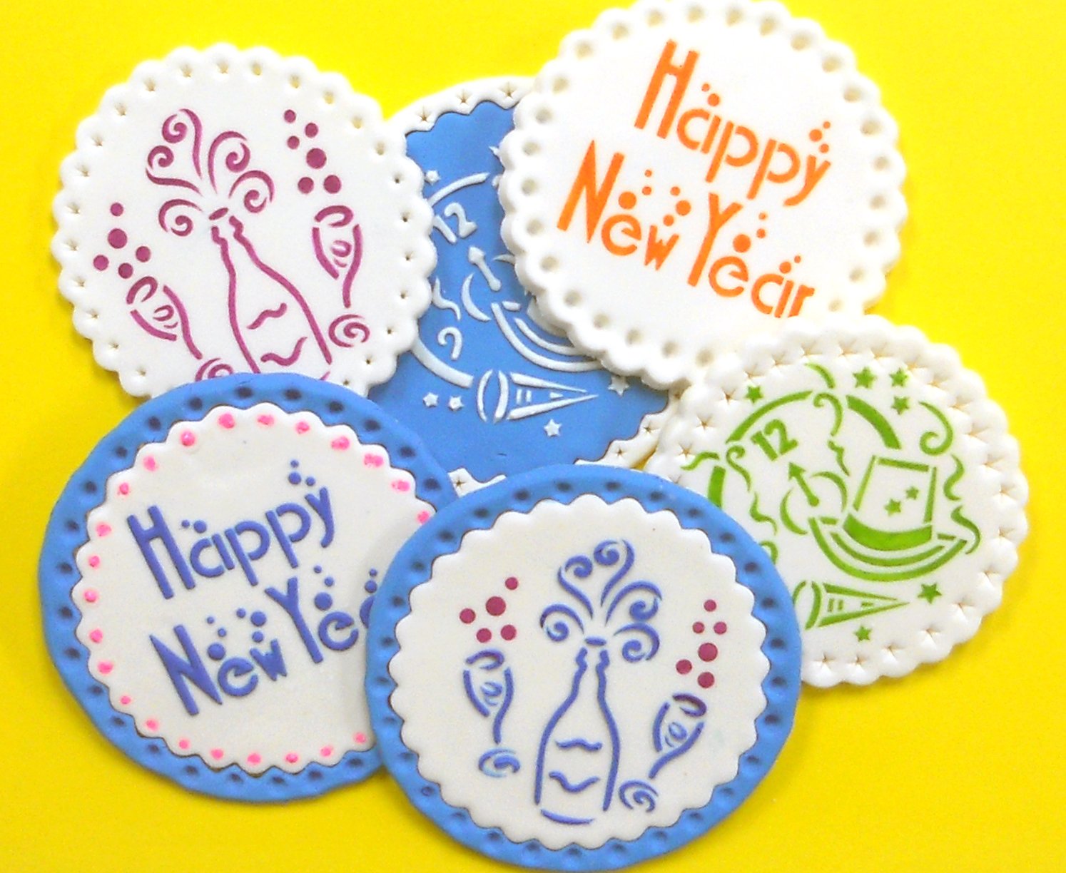 Designer Stencils Mini Happy New Year Stencil Set, Beige/Semi-Transparent