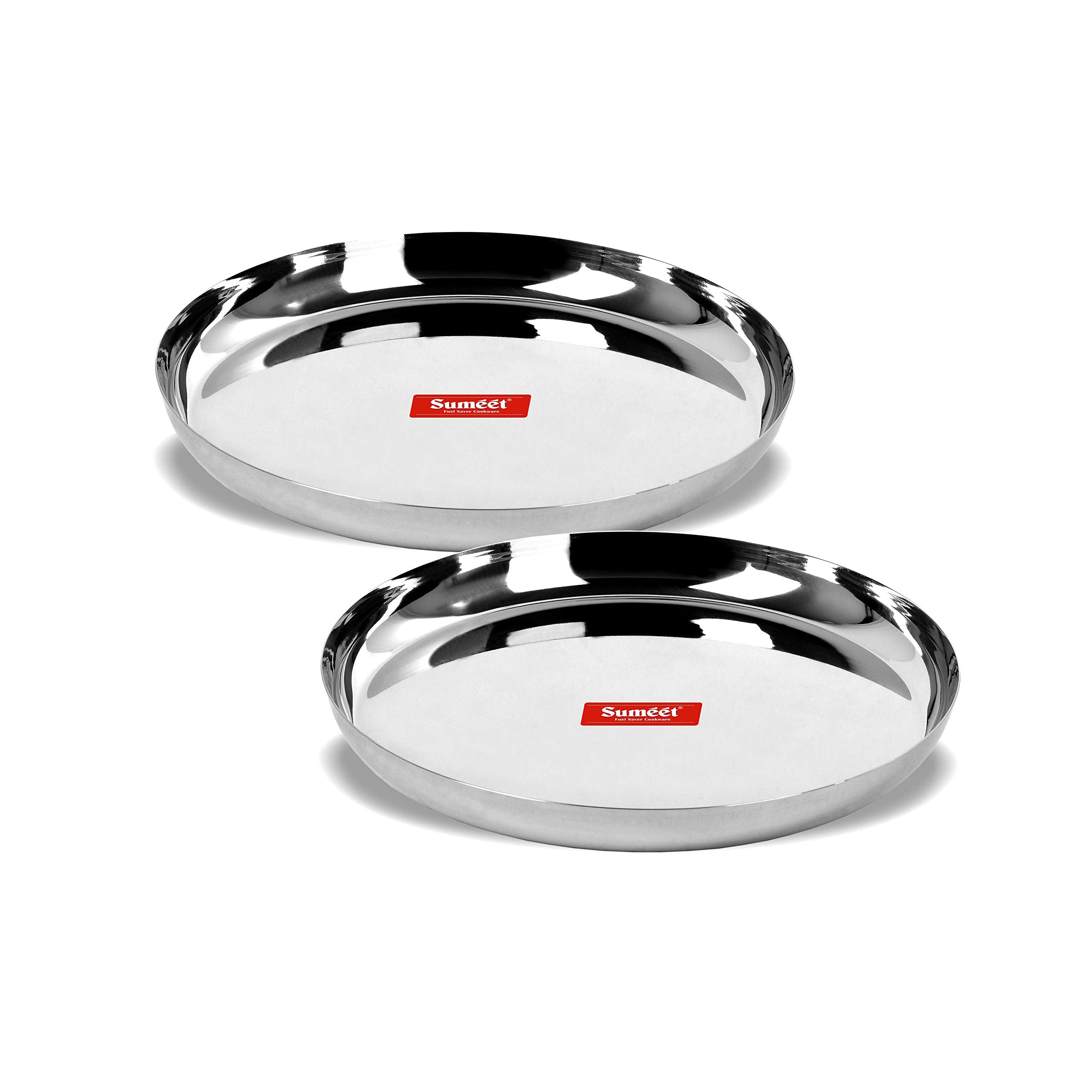 Sumeet Stainless Steel Dinner Plates  Set Of 2, Silver