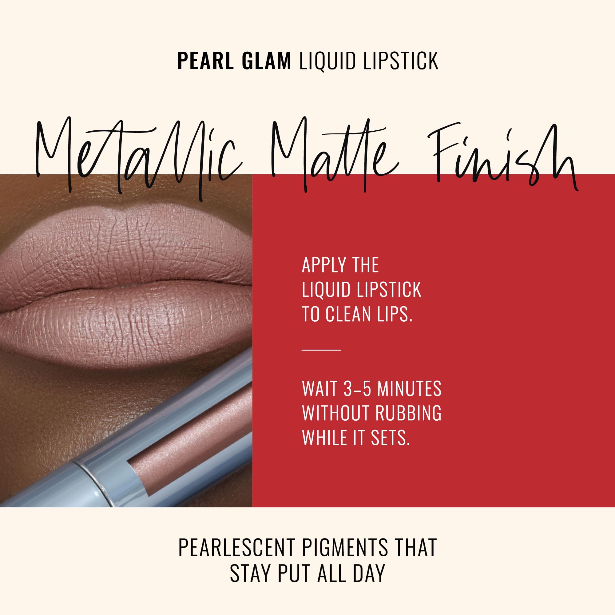 Runway Rogue Pearl Glam Shimmer Liquid Lipstick - Long Wear Nude/Dark-Pink, 1 Fl Oz, Soft Light, Model MP07R
