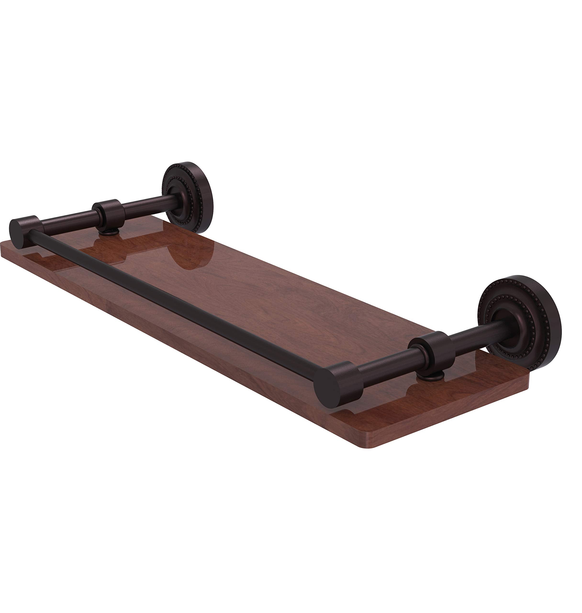 Dottingham Collection 16 Inch Solid IPE Ironwood Shelf with Gallery Rail - DT-1-16-GAL-IRW-CA