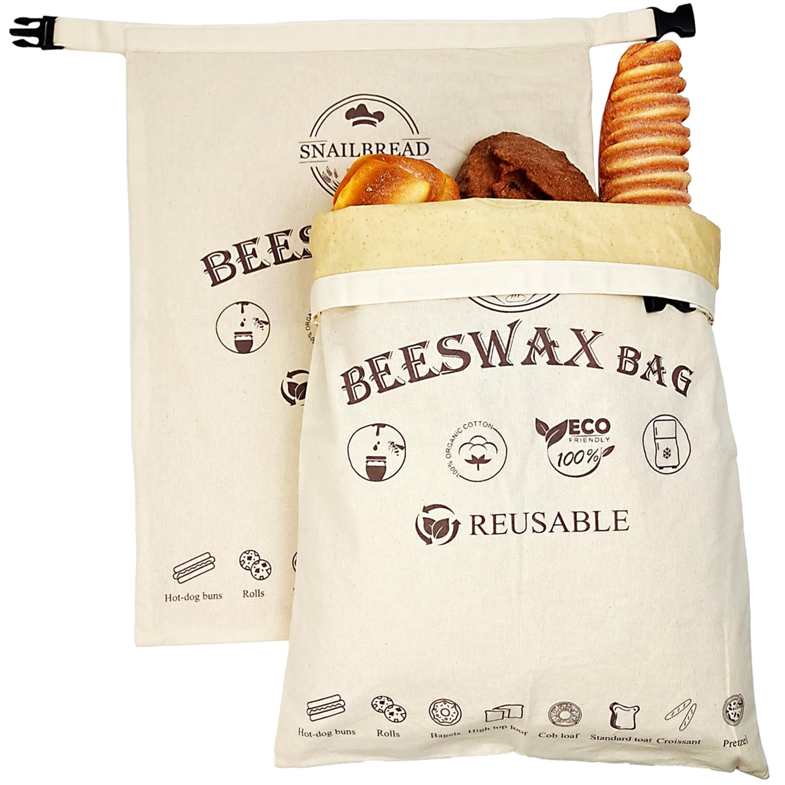 Reusable Beeswax Bread Bags for Sourdough: XL Eco-Friendly Fresh Food Storage (13x17in, 2 Pack) | Moisture Lock, Sustainable Hom