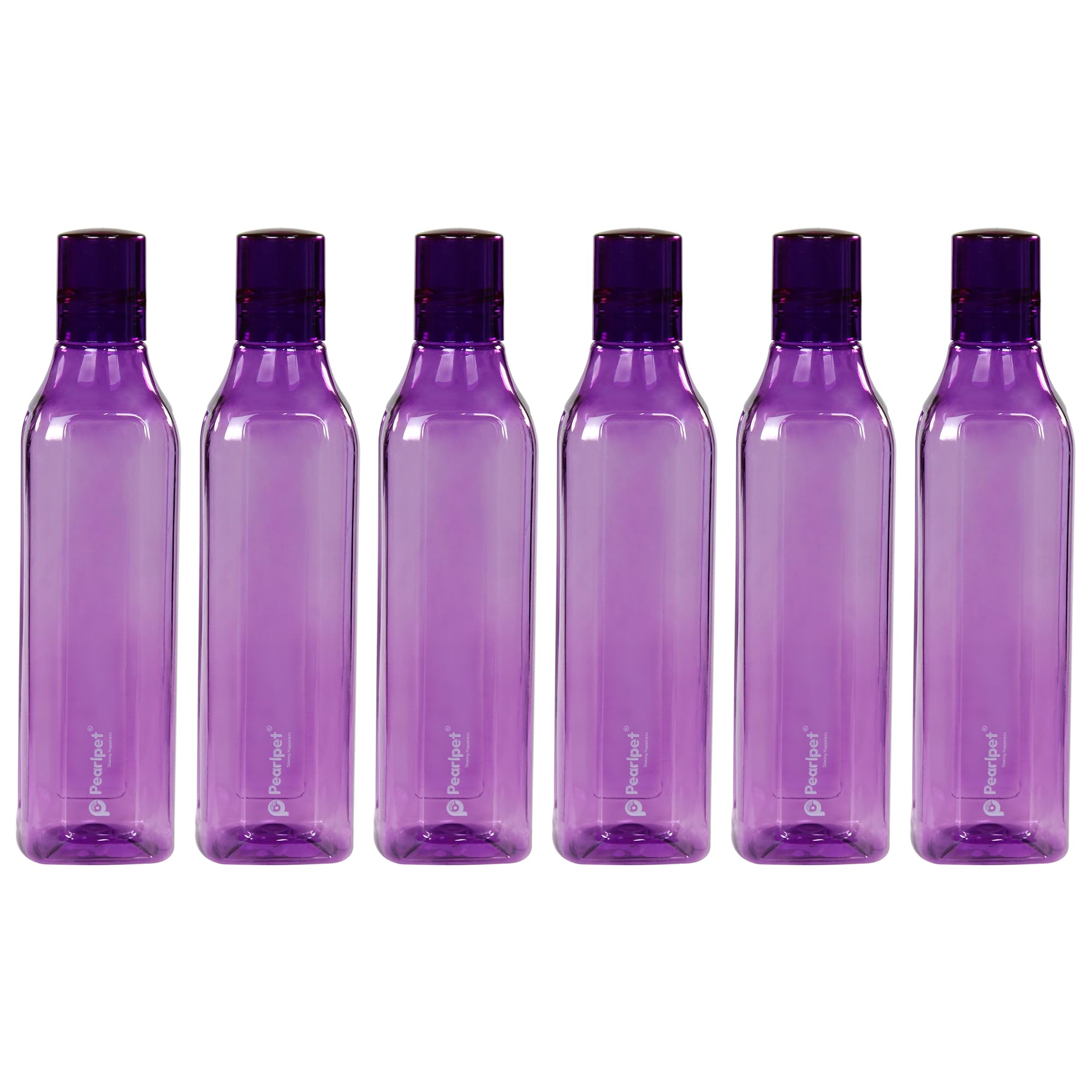 Pearlpet Cubic Bpa-Free Plastic Water Bottle Set Of 6 Pcs, Each 1000Ml, Purple