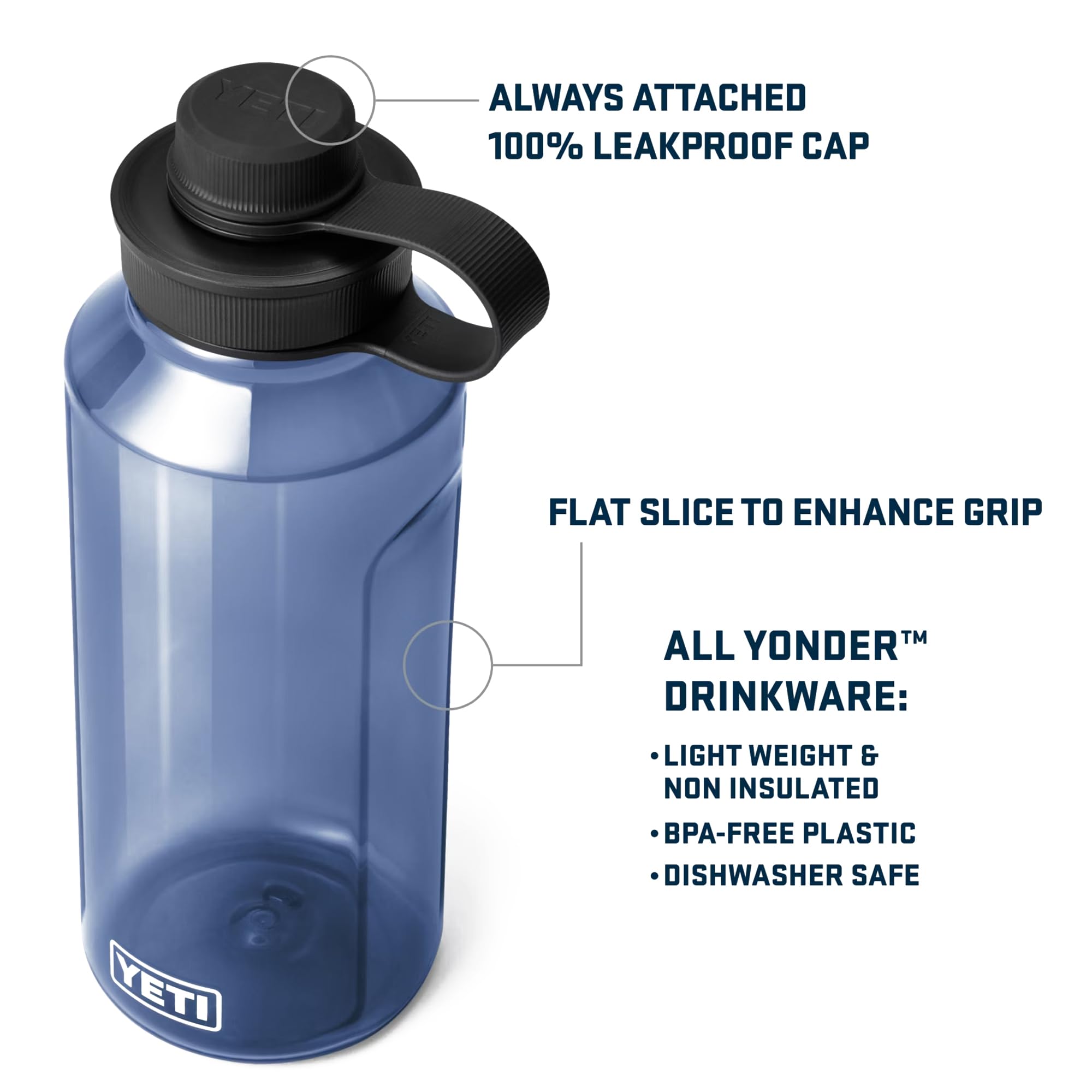Yeti Yonder 1.5L/50 Oz Water Bottle With Yonder Tether Cap, Navy