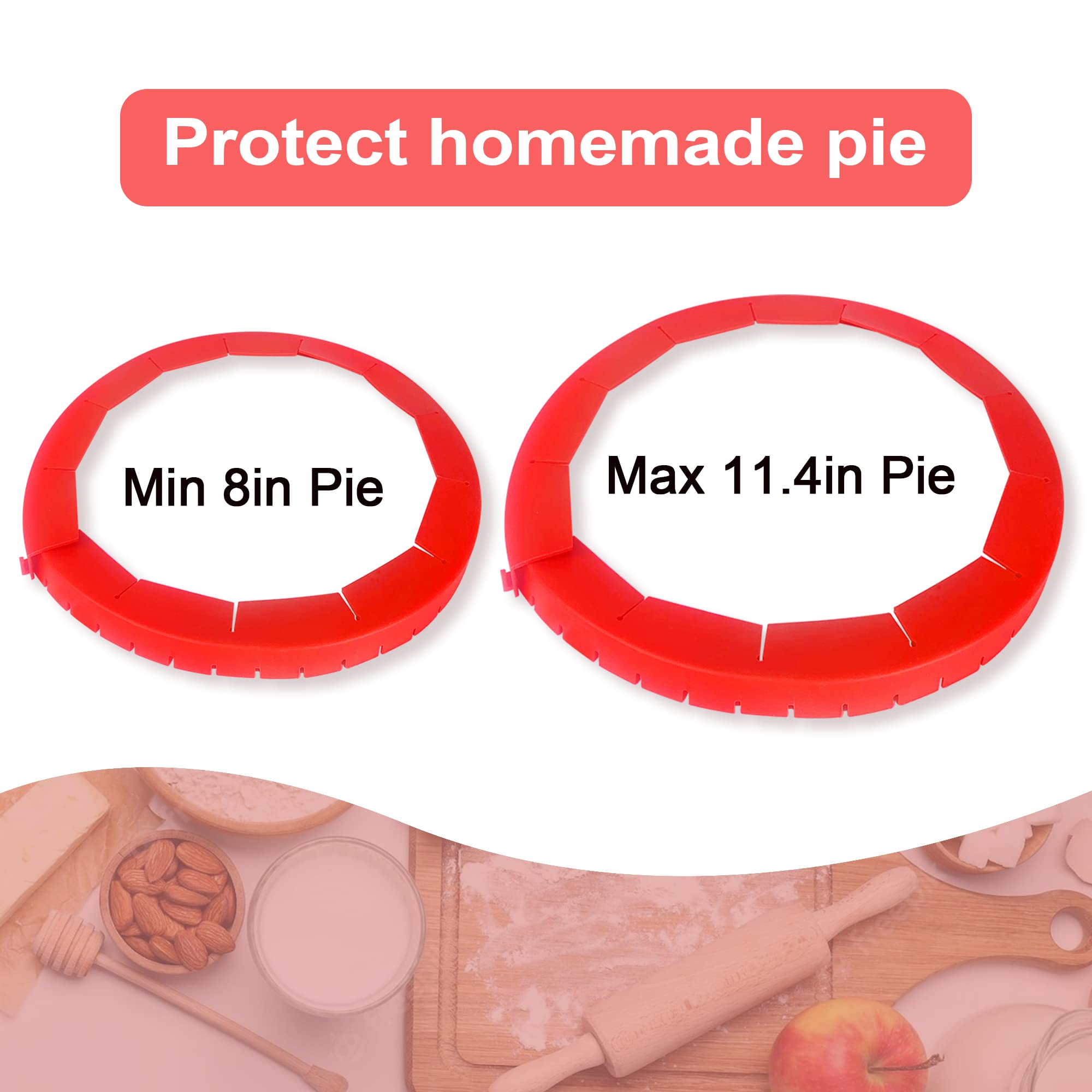 Quwolace 2 Pack Adjustable Silicone Crust Shield, Bpa-Free Pie Crust Protector Cover Kitchen Tool For Baking Pizza, Fit 8-10.7 I