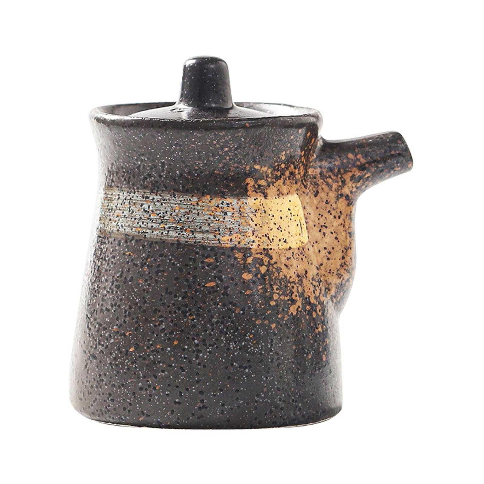 Ceramic Soy Sauce Pot and Vinegar Dispenser Japanese Style Sushi Sauce Container, Olive Oil Dispenser for Home, Sushi, Kitchen C
