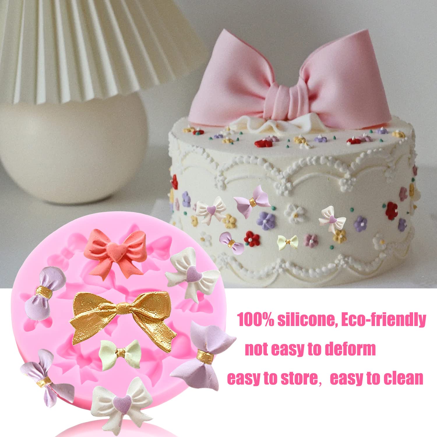 Mujiang Bows Silicone Molds Bowknot Fondant Chocolate Candy Molds Bowknot Silicone Molds For Cake Decorating Cupcake Topper Poly