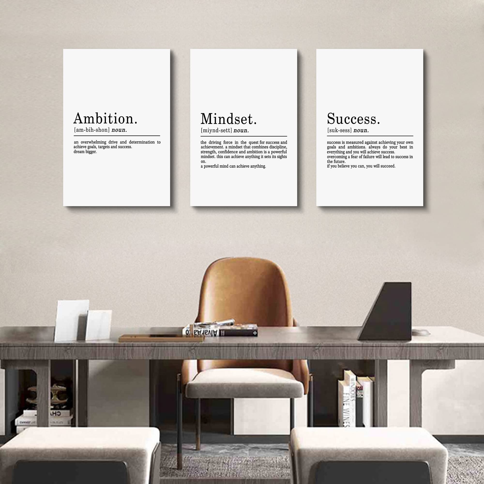 Inspirierendes Leinwandbild - Ephany Art - Mindset Zitate Drucke, Motivierende Wandkunst, Erfolg, Gerahmtes Unternehmer-Poster,