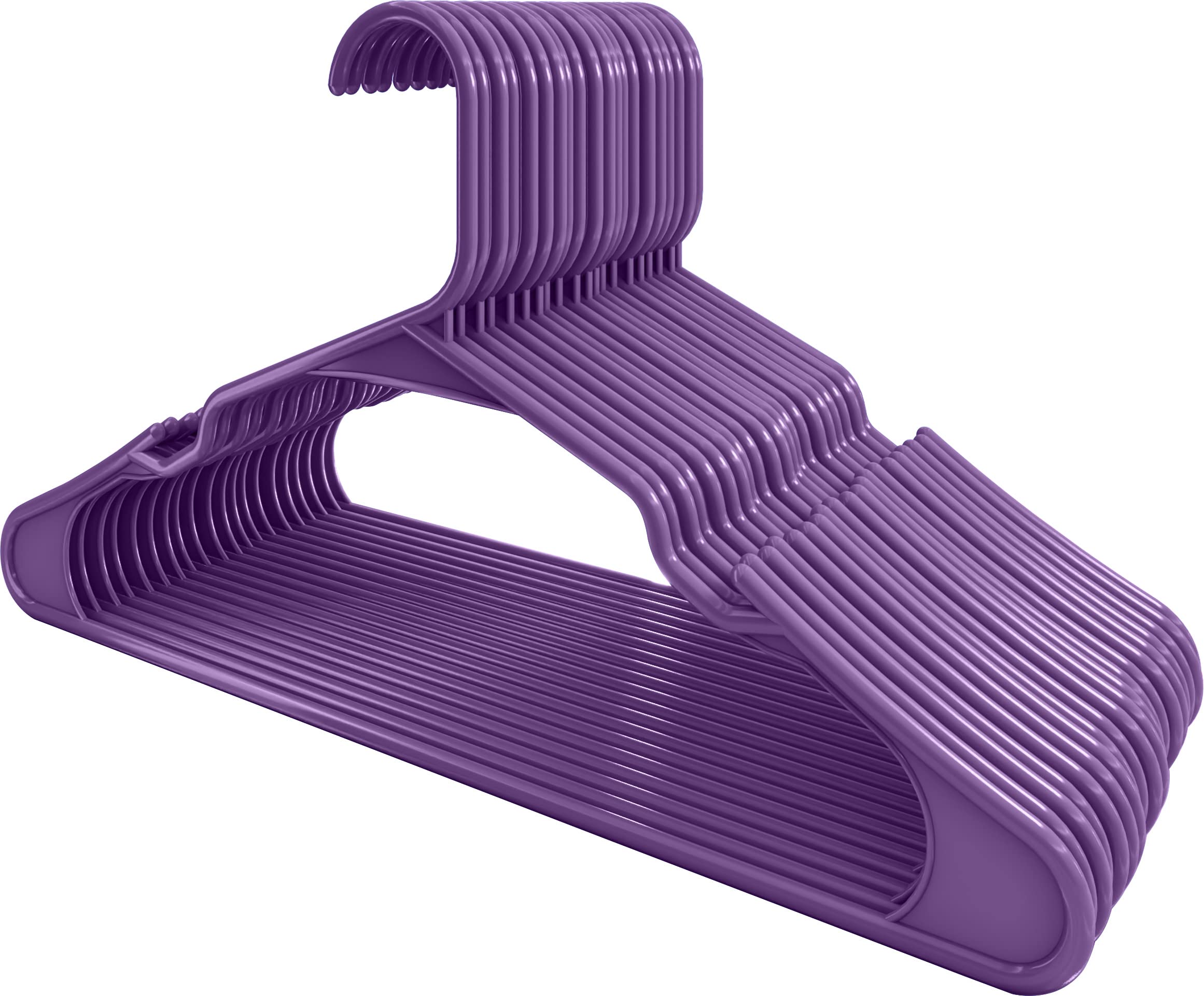 Utopia Home Clothes Hangers 30 Pack - Plastic Hangers Space Saving - Durable Coat Hanger with Shoulder Grooves (Purple)