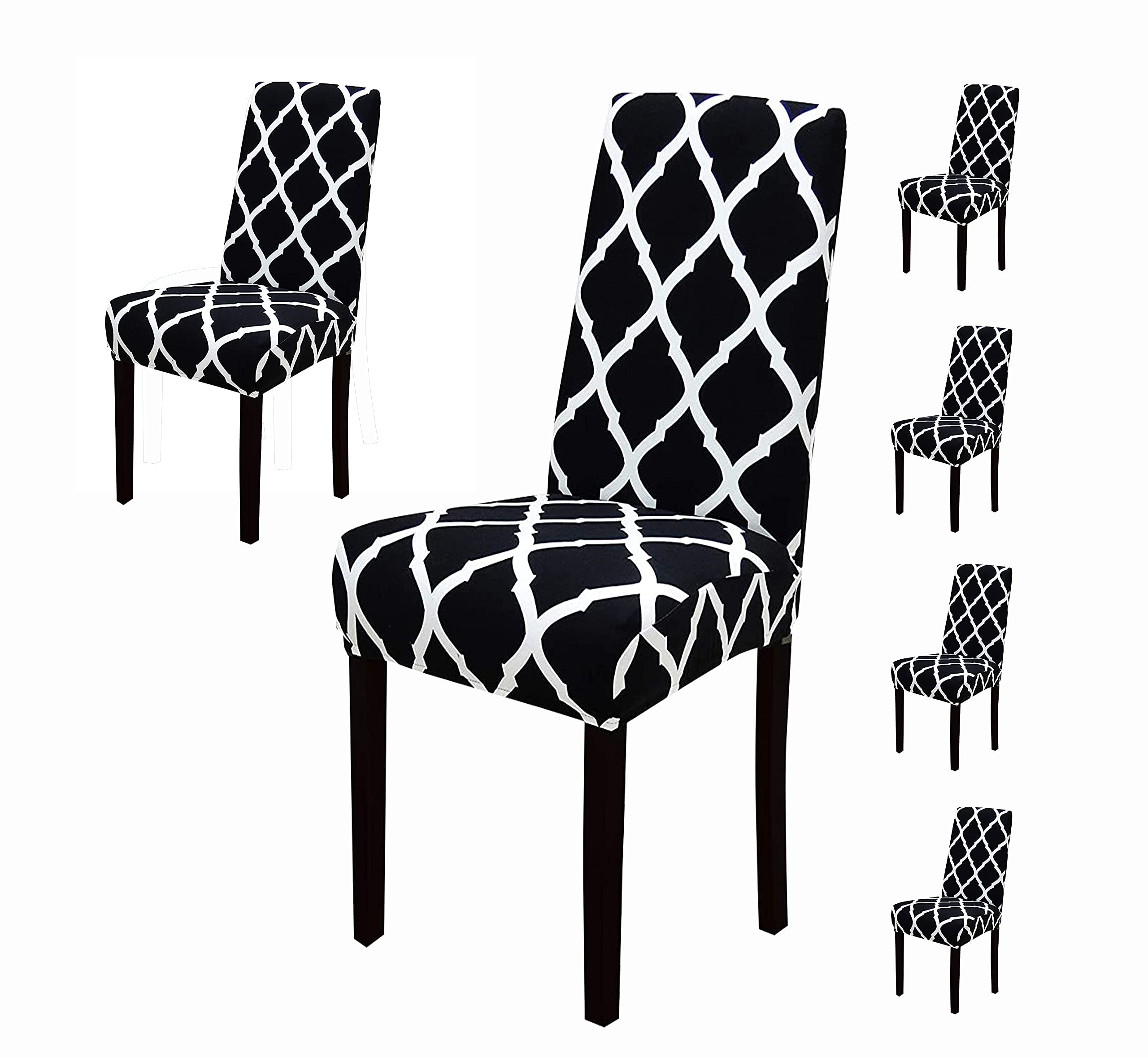 House Of Quirk Polyester Elastic Chair Cover Stretch Removable Washable Short Dining Chair Cover Protector Seat Slipcover (6 Cov