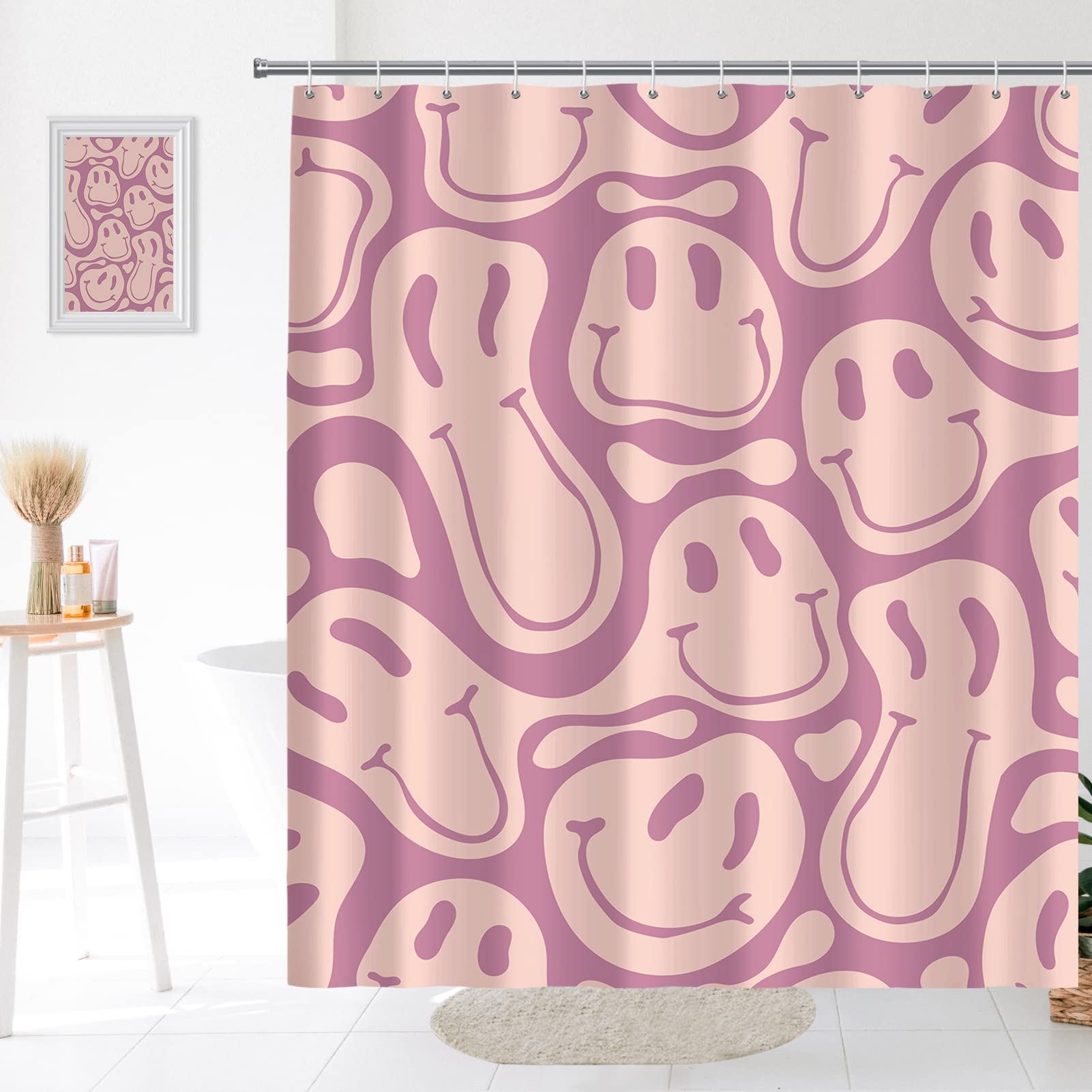 Watbro Retro Hippie Shower Curtain For Bathroom,60S 70S Colorful Vintage Shower Curtain,Waterproof Polyester Fabric Bathroom Dec