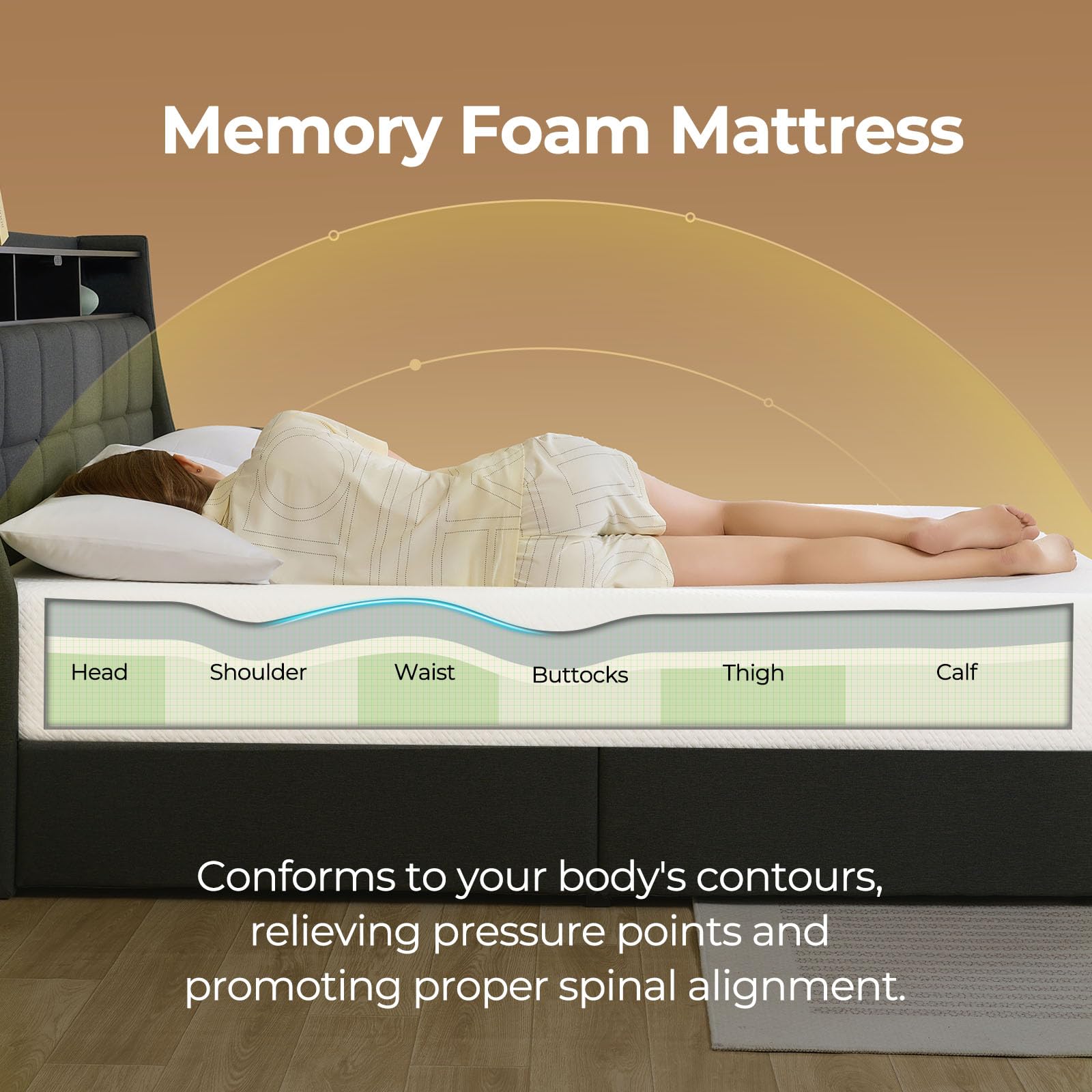 Rolanstar Queen Size Mattress, 6 Inch Gel Memory Foam Mattress In A Box, Fiberglass Free, Breathable Mattress For Cooler Sleep S