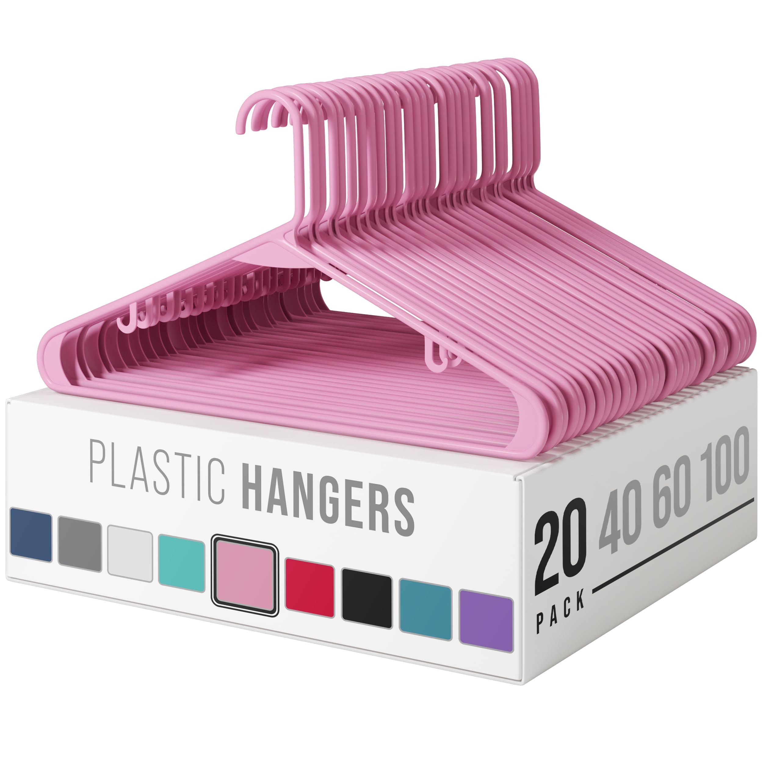 Clothes Hangers Plastic 20 Pack - Pink Plastic Hangers - Makes The Perfect Coat Hanger And General Space Saving Clothes Hangers