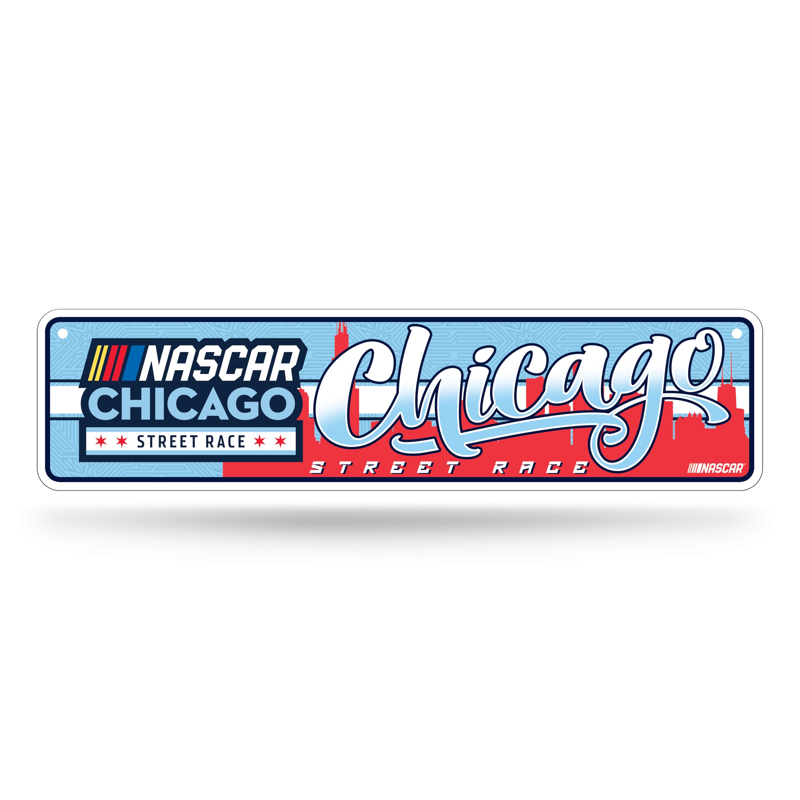 Rico Industries NASCAR Racing Chicago Street Race Metal Street Sign 4 x 15 Home D  cor - Bedroom - Office - Man Cave