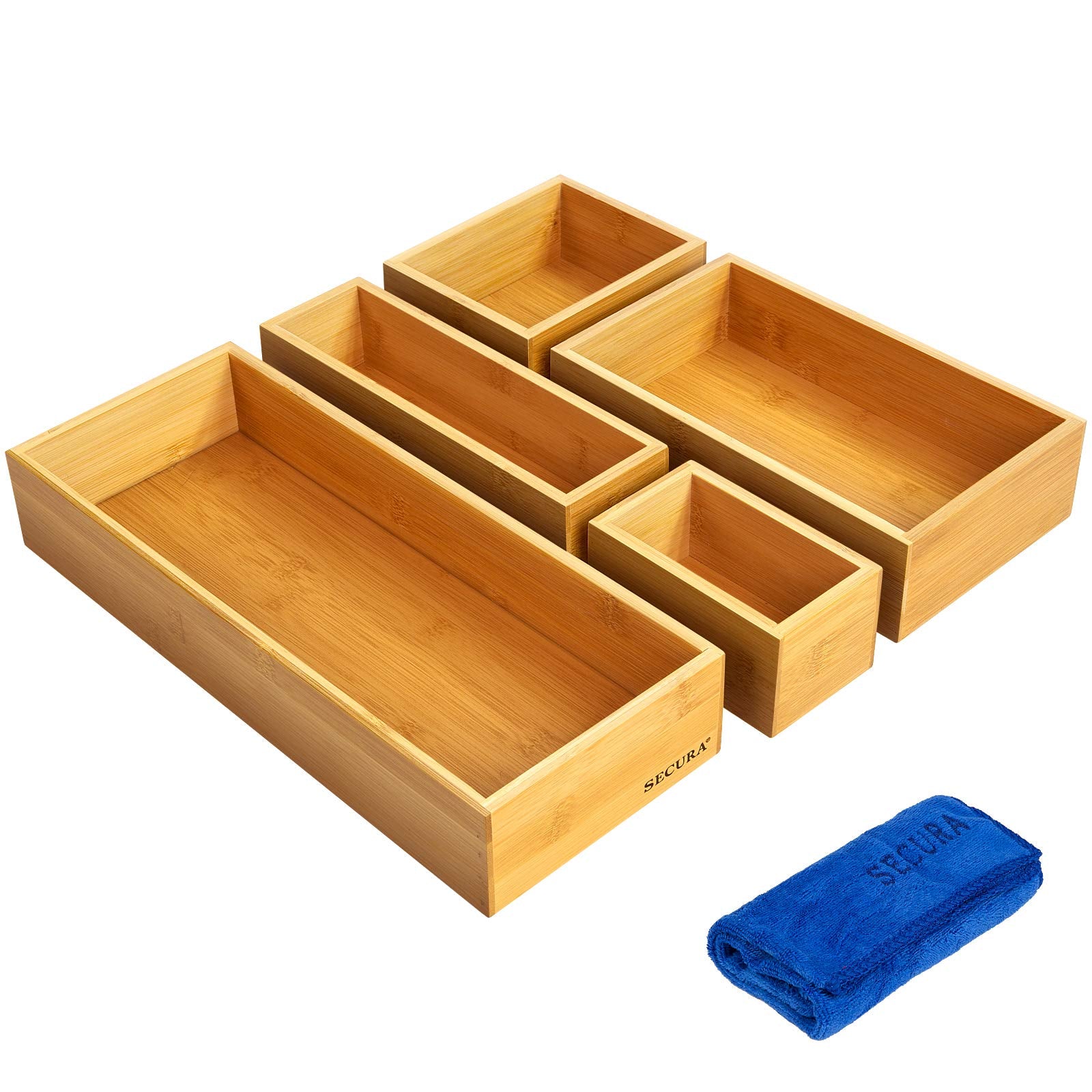 Secura Kitchen Drawer Utensil Organizer Box Set ?? ????????, Bamboo Utensil Holder Cutlery Makeup Silverware Jewelry Flatware Or