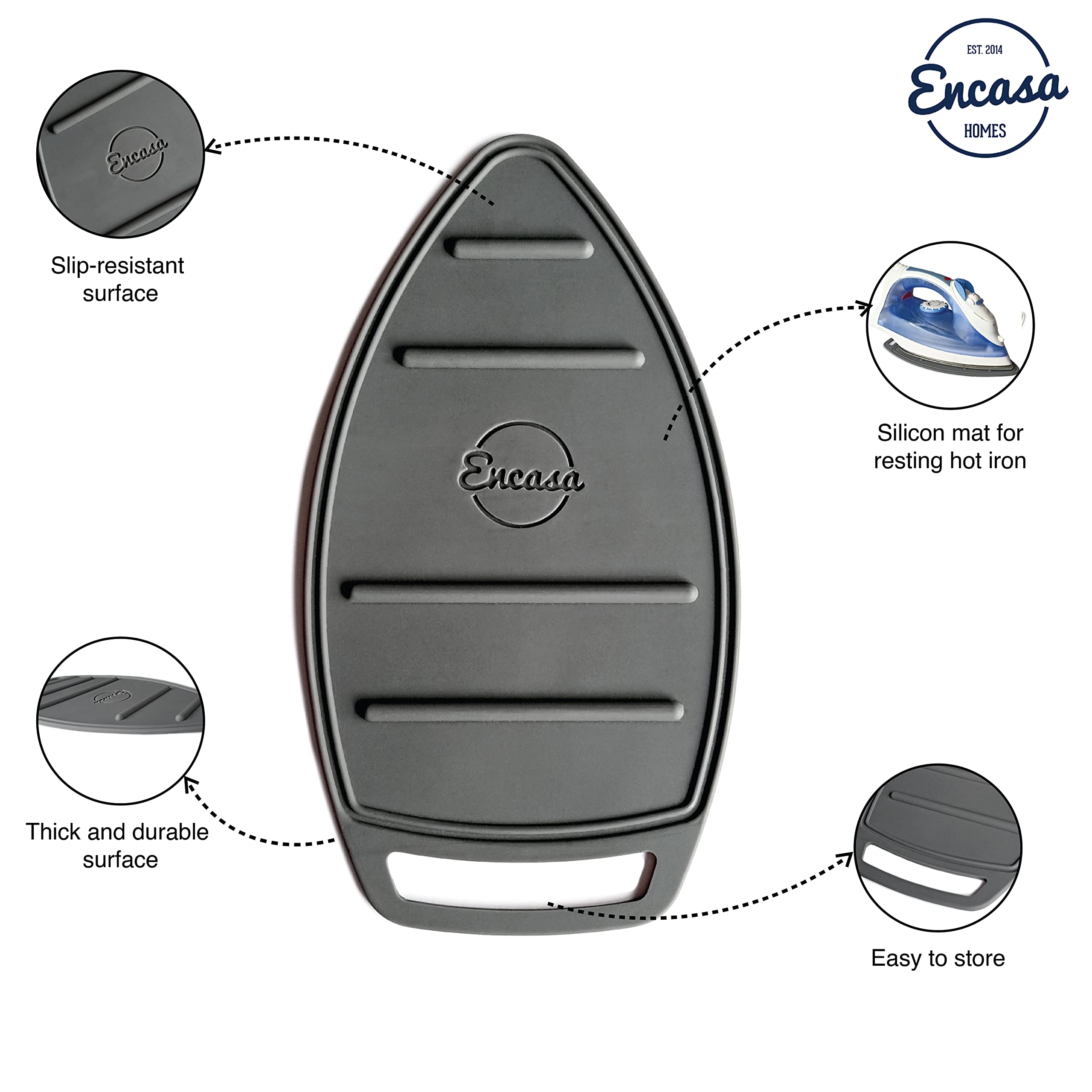 Encasa Homes Silicon Mat For Hot Iron Rest - Heat Resistant, Anti - Slip, Thicker Pad For Protecting Your Table During Ironing,