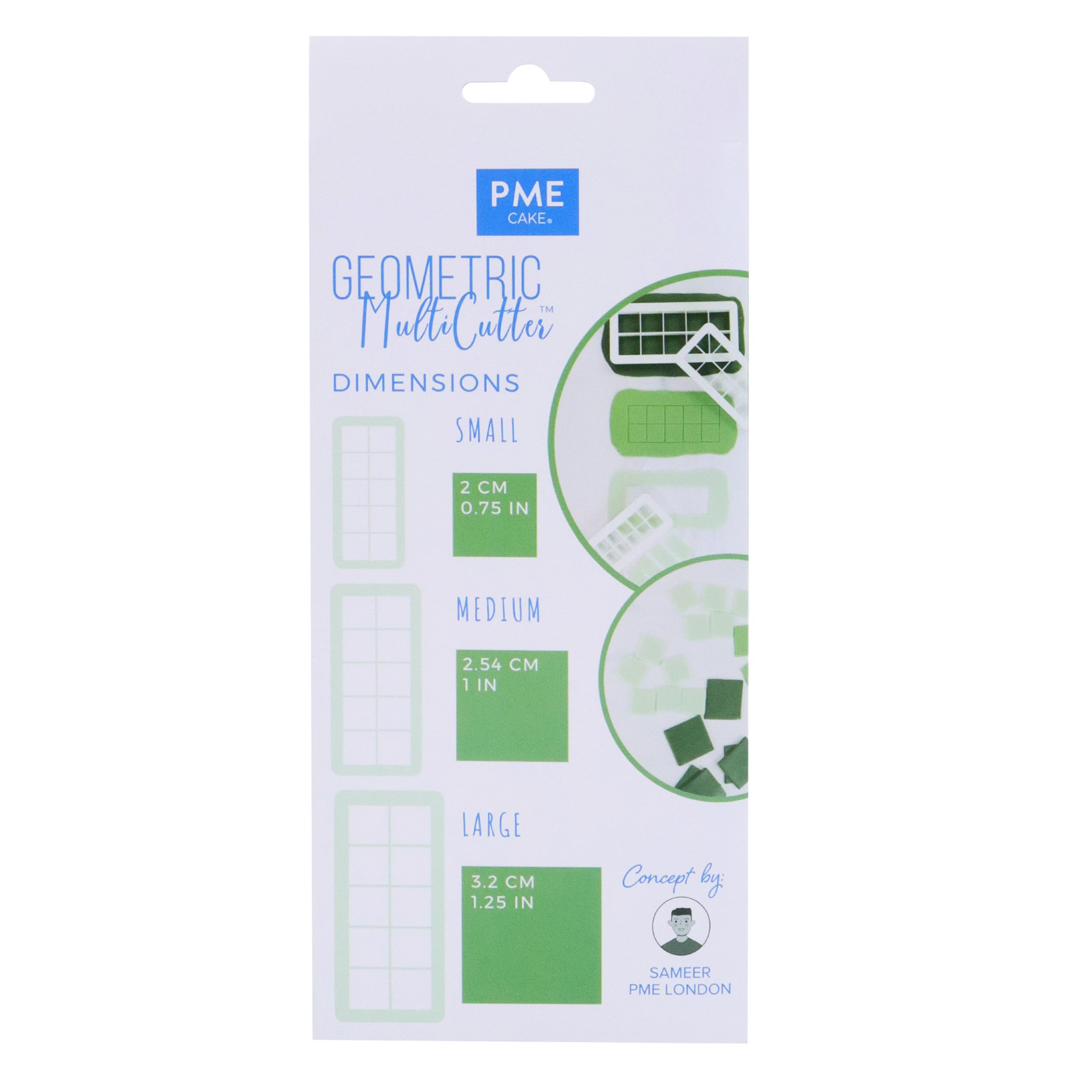 Pme, Set Geometric Multicutters For Cake Design-Square-Small, Medium & Large Size, Set Of 3, Standard, White