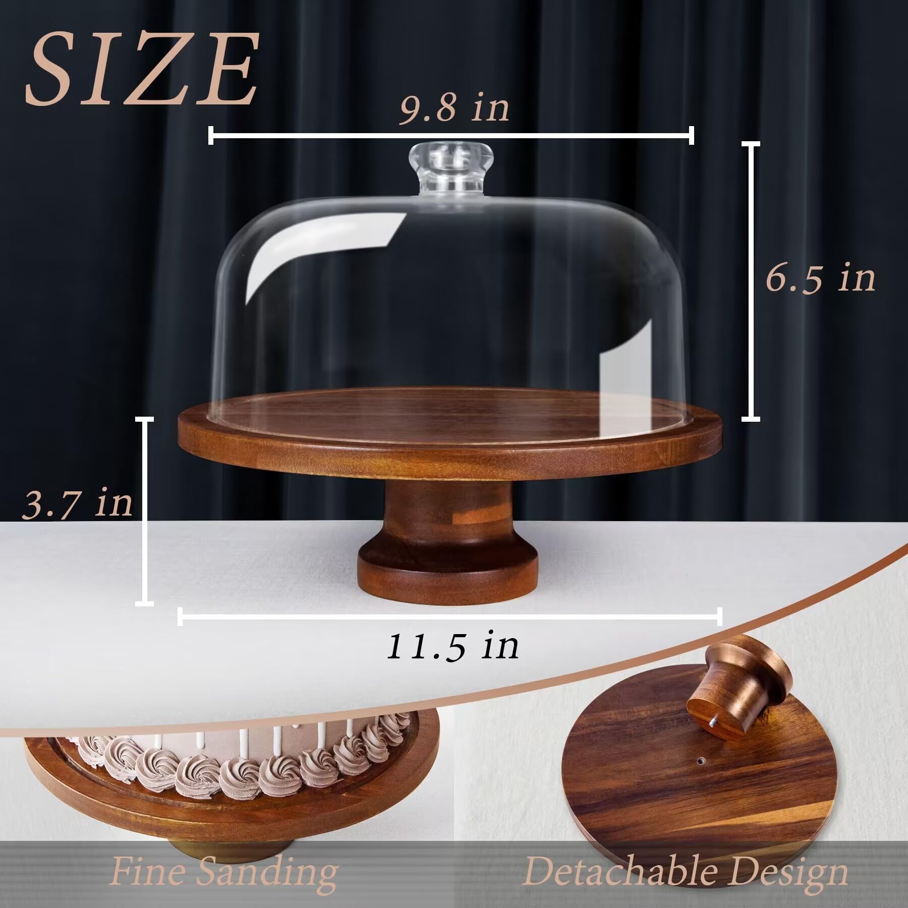 Jkwokback Cake Stand with Dome and Acrylic Lid, Cake Plate and Plastic Cake Cover with Detachable Base,Cake Display Server Tray
