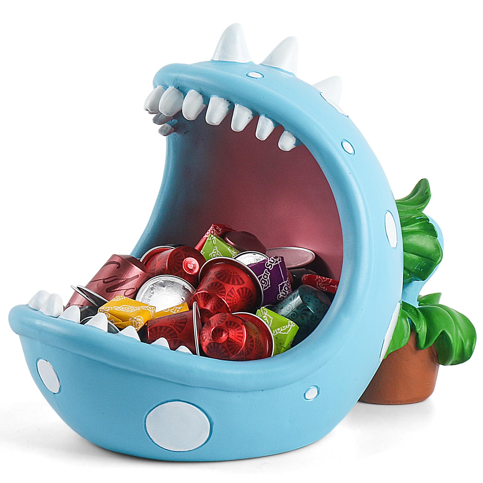 ehuoyan Piranha Plant Large Candy Bowl For Candy Dish Key Bowl Decorative Bowl Home Decorations Indoor Big Mouth Plant (Blue, Ex