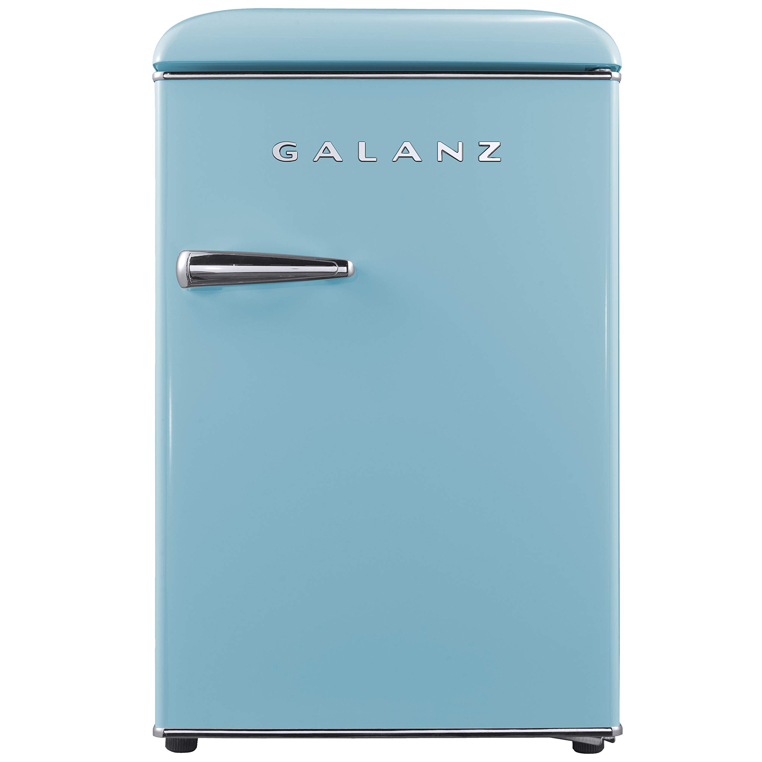 Galanz Glr25Mber10 Retro Compact Refrigerator, Mini Fridge With Single Doors, Adjustable Mechanical Thermostat With Chiller, Blu