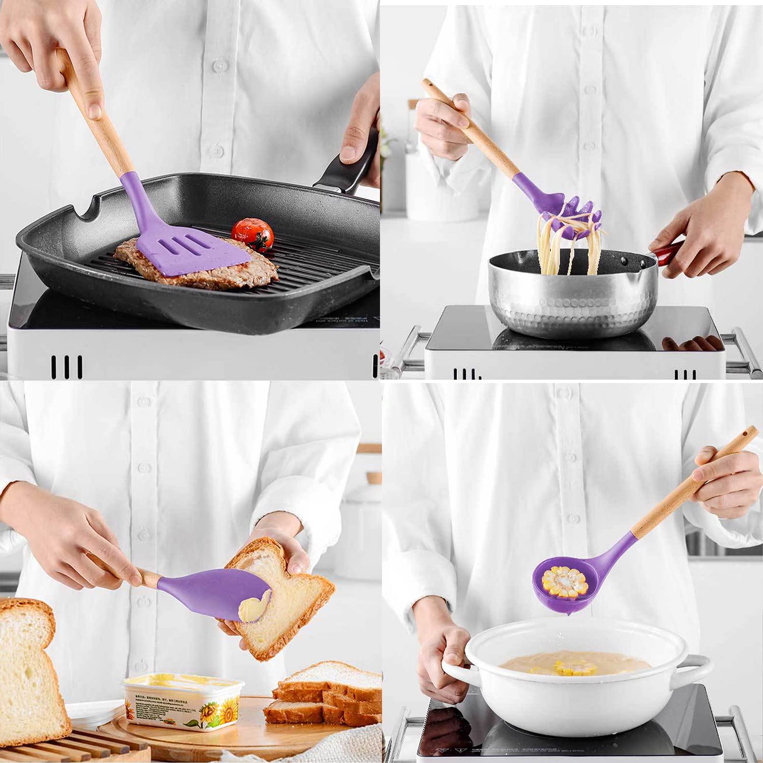 Keidason Kitchen Silicone Cookware Set, 12-Piece Kitchen Cookware Non-Stick Cookware Is Heat-Resistant, Bpa-Free, Cooking Tools,