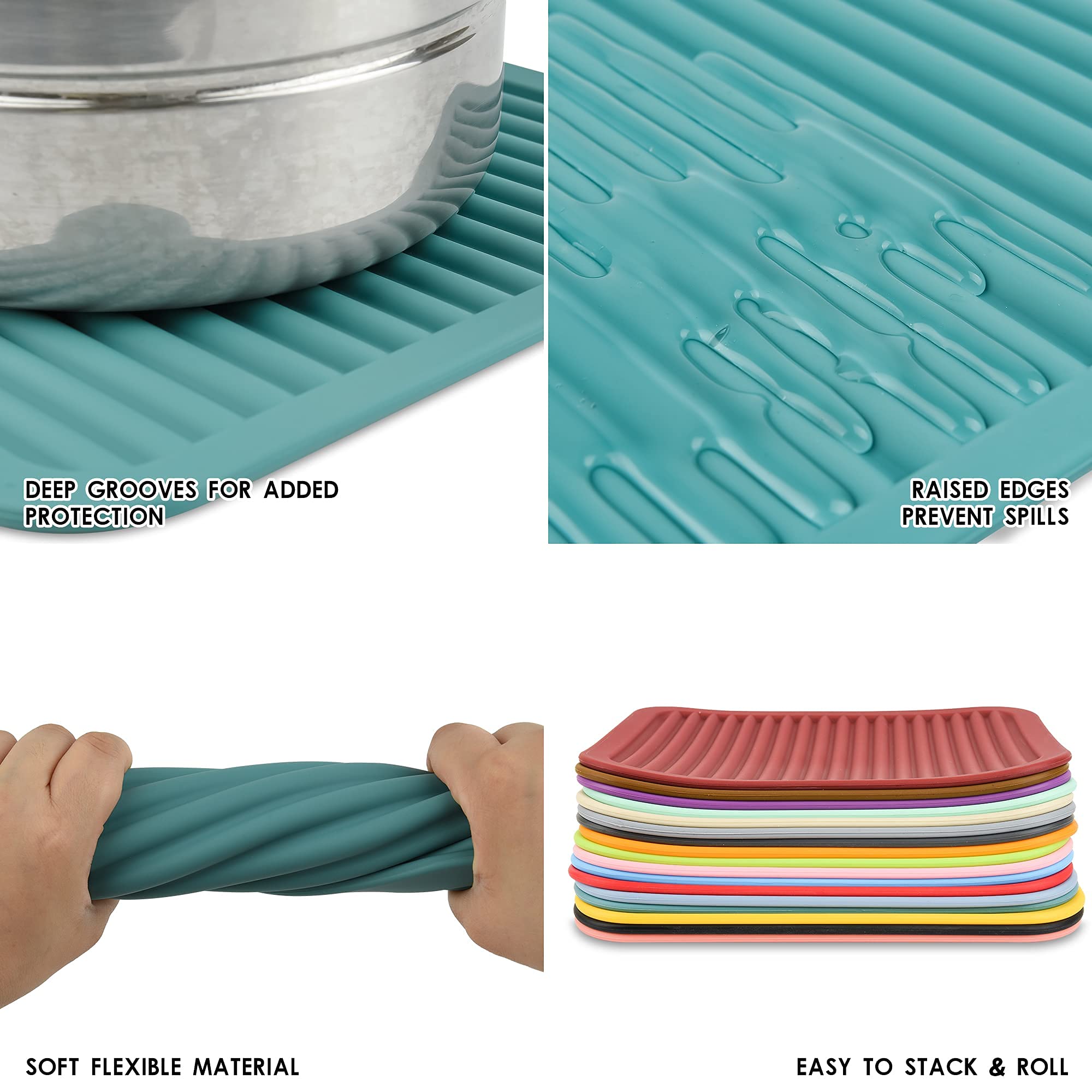 Smithcraft Silicone Trivet For Hot Dish And Pot Hot Pads Counter Mat Heat Resistant Table Dish Drying Mat Or Placemats 2 Pack,Si