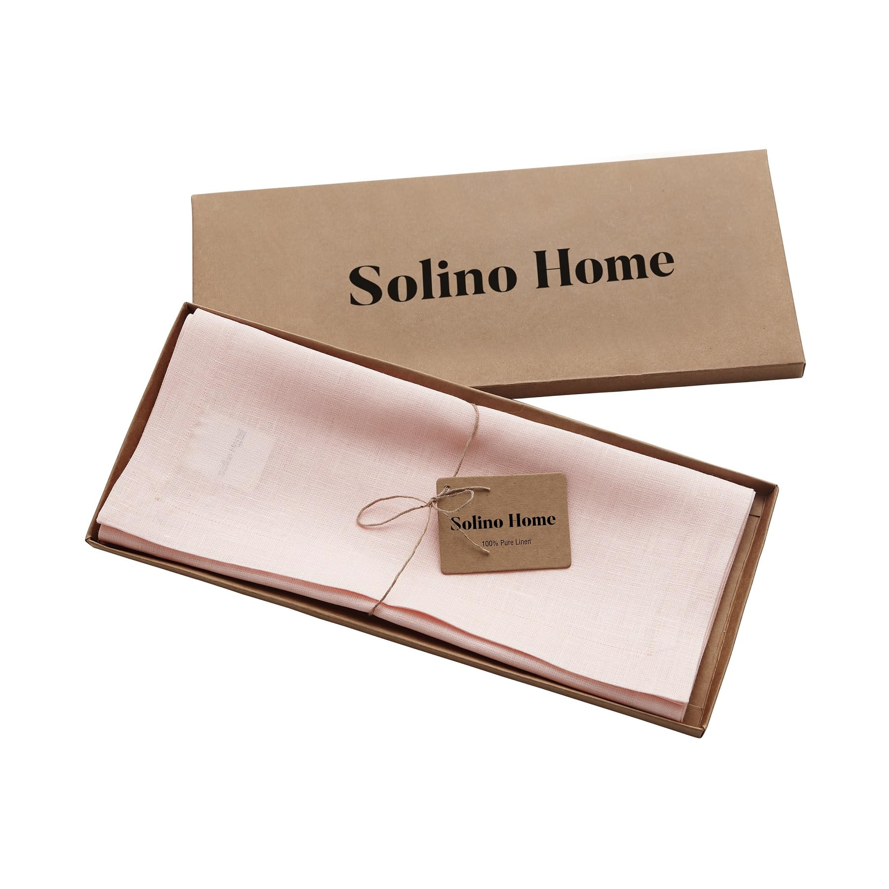 Solino Home Linen Pink Table Runner 90 Inches Long - Fete, 100% Pure Linen Dining Table Runner 14 X 90 Inch Ideal For Wedding, S