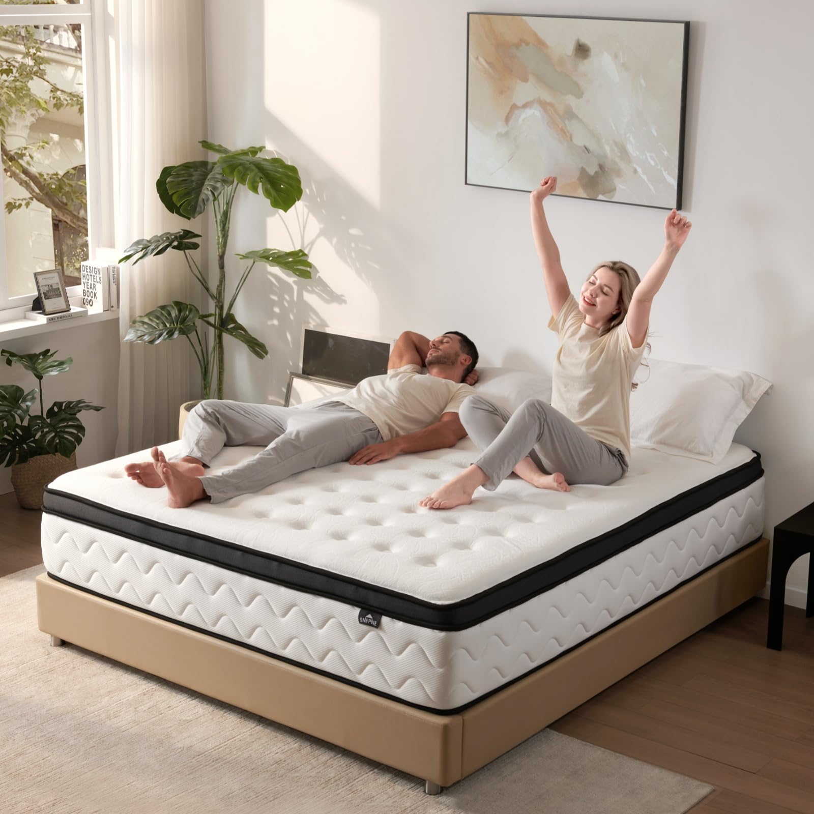 King Size Mattress 14 Inch - Medium Firm Hybrid Mattress King With Memory Foam & Individual Pocket Springs For Pressure Relief, 
