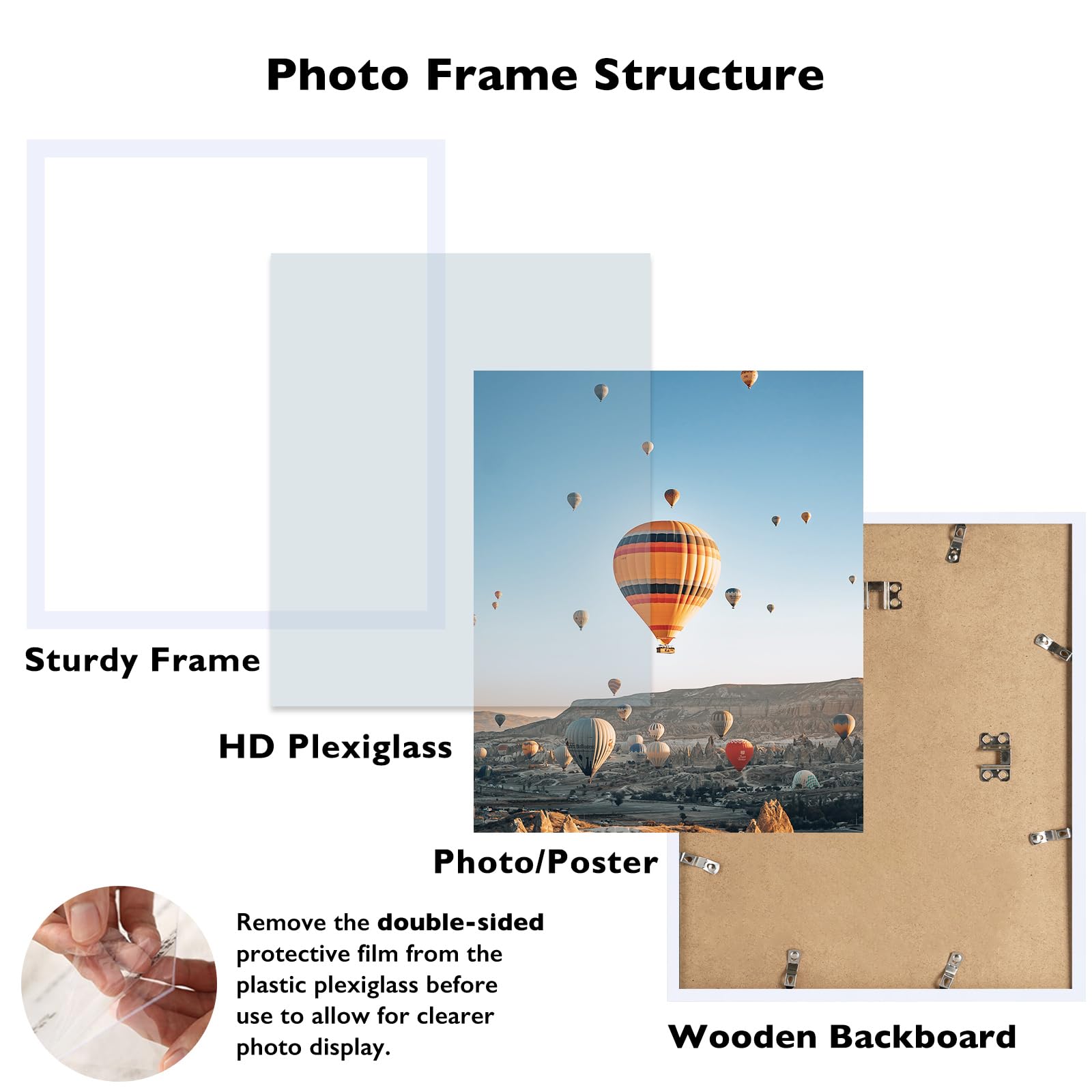 JCJMY 16x18 Picture Frame - White, Horizontal & Vertical Formats for Wall Hanging, 16 x 18 Gallery Frame for Photos & Posters
