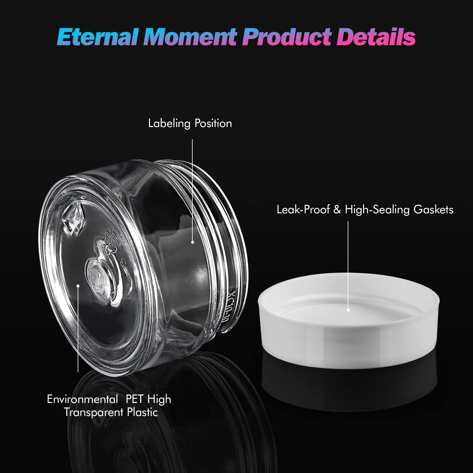 Eternal Moment 50 Pack 1 Oz Plastic Jars Round Clear Cosmetic Container Jars With White Lids, Plastic Slime Jars For Lotion, Cre